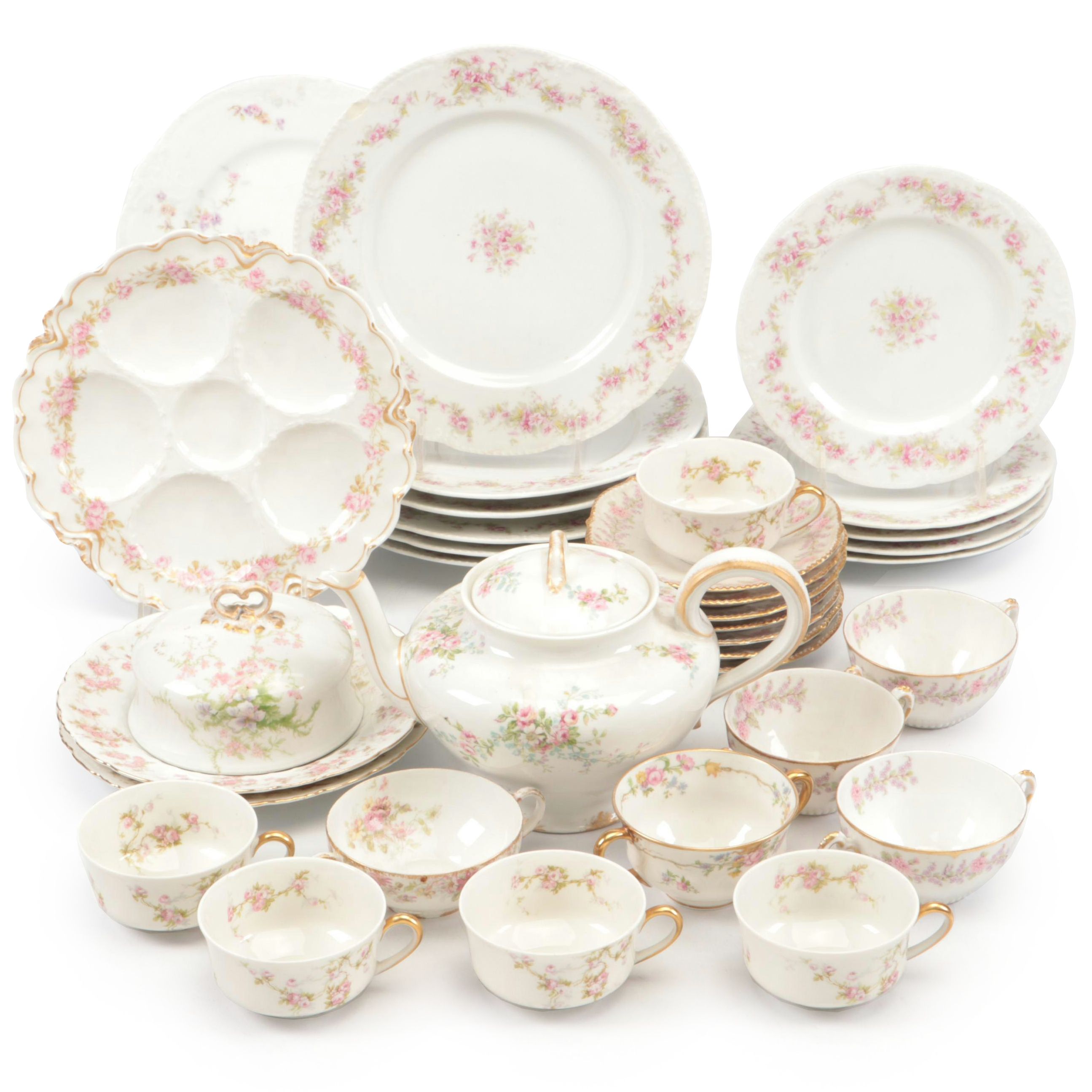 Elite with Other Limoges and Porcelain Flower Pattern Dinner and Serveware