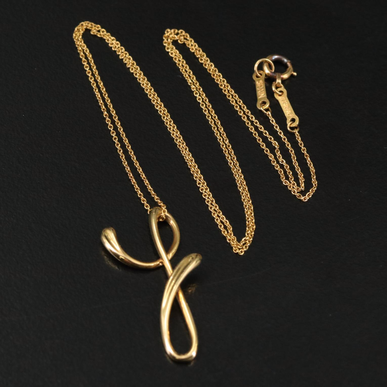 Elsa Peretti for Tiffany & Co. 18K Cursive Letter "Y" Pendant Necklace