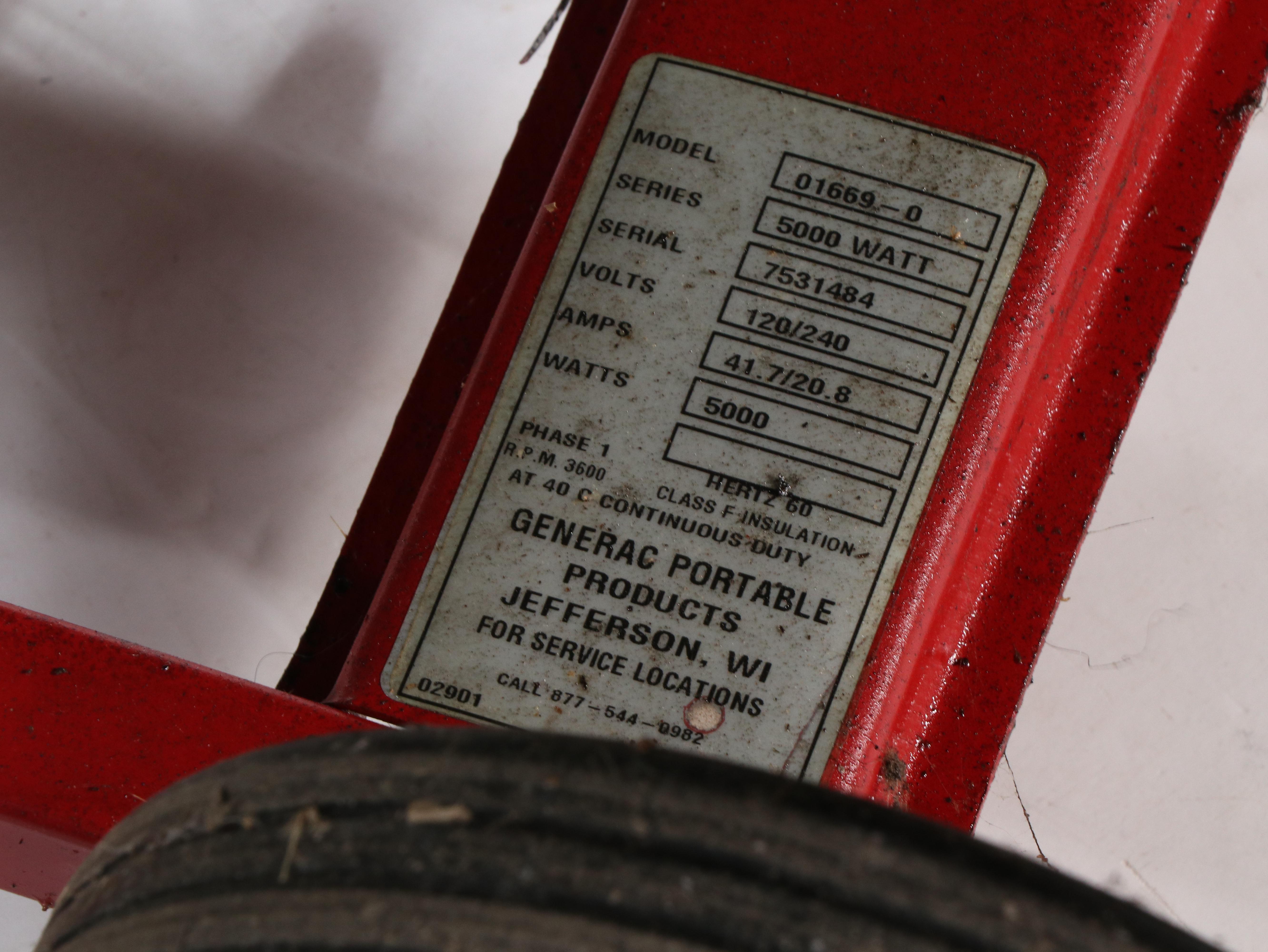 Generac 5000 Portable Gas Powered Generator