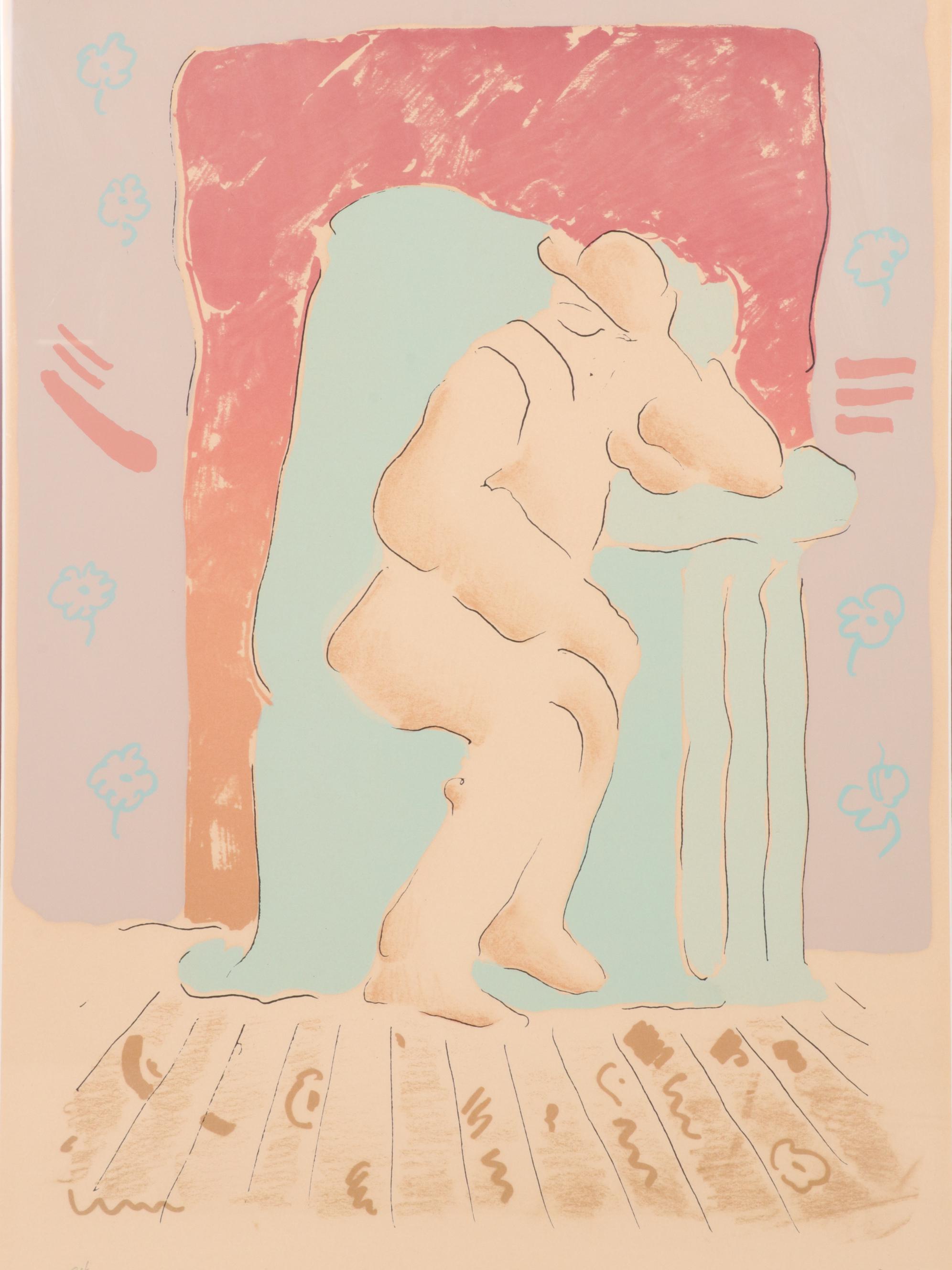 Peter Max Serigraph "Man In Chair," 1974