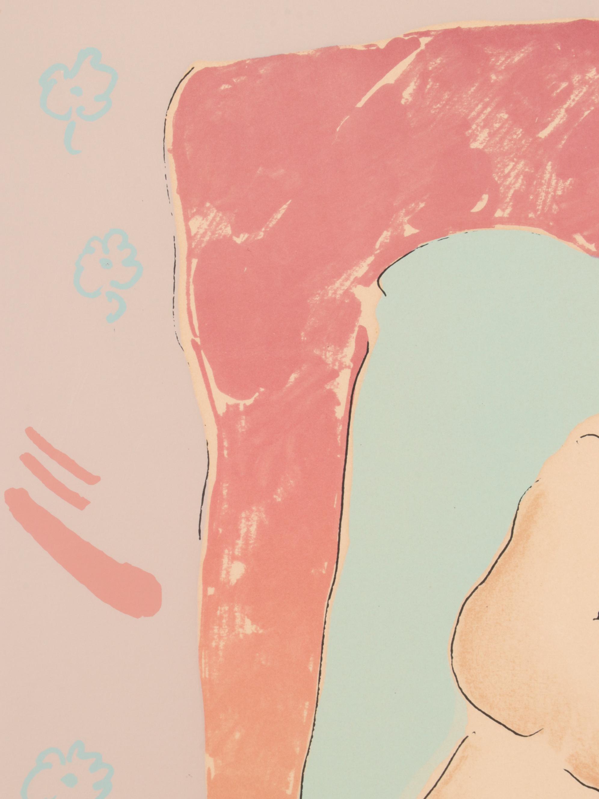 Peter Max Serigraph "Man In Chair," 1974