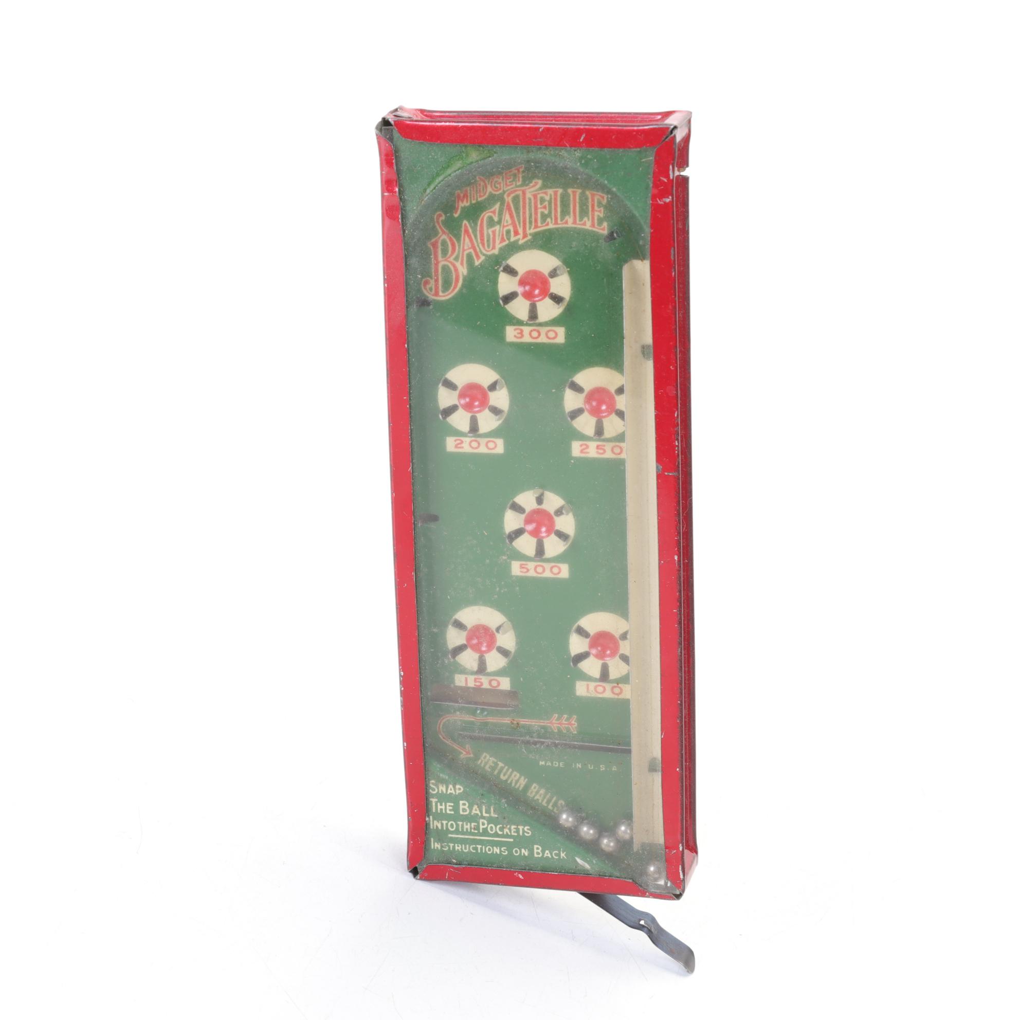 Midget Bagatelle Pocket Pinball Game, Mid 20th Century