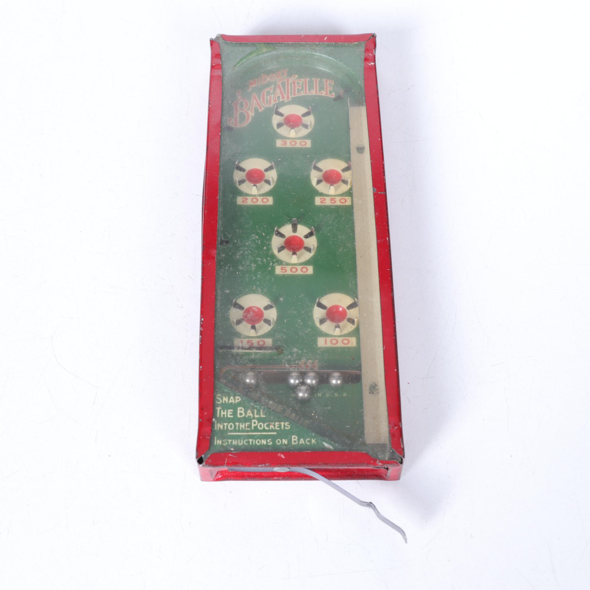 Midget Bagatelle Pocket Pinball Game, Mid 20th Century