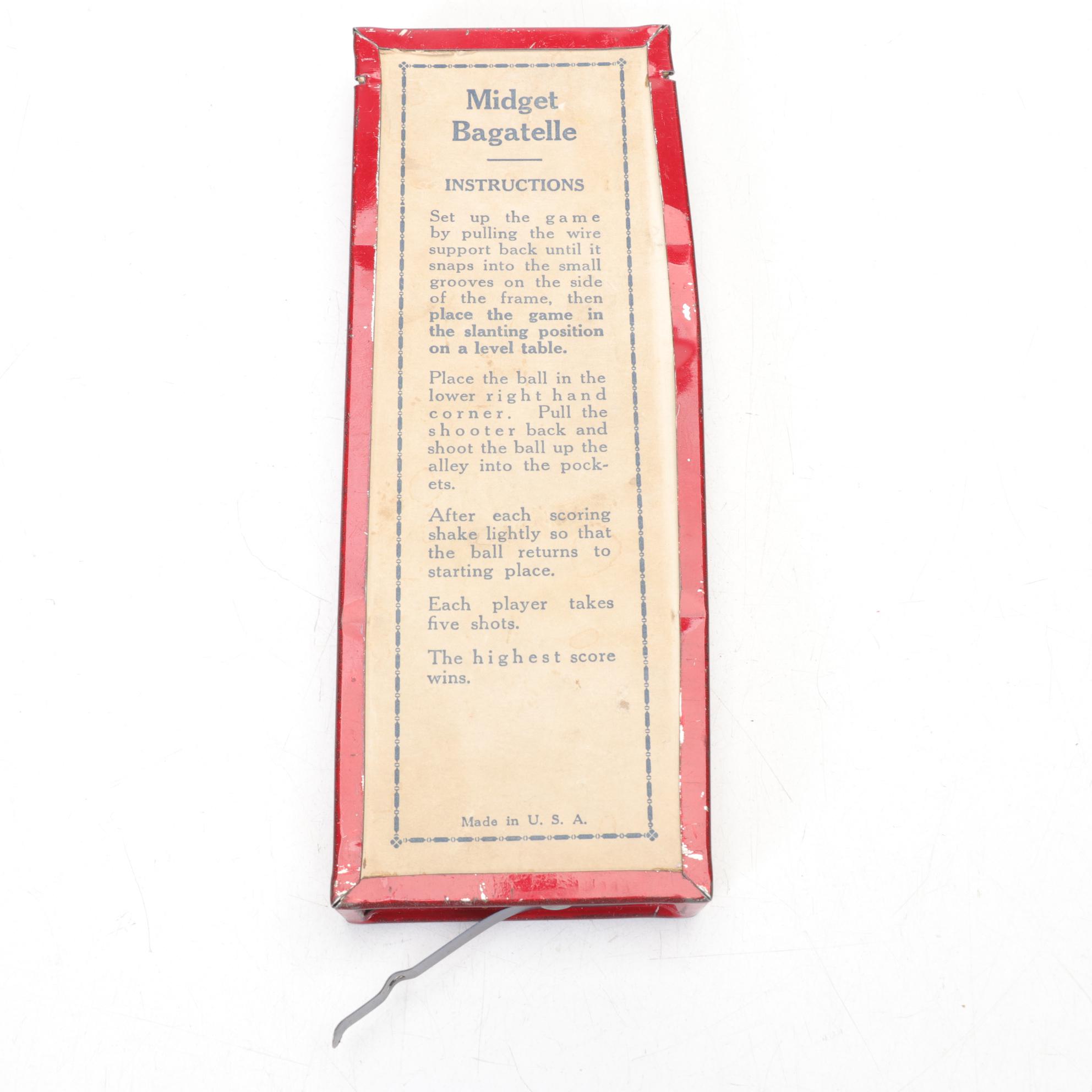 Midget Bagatelle Pocket Pinball Game, Mid 20th Century