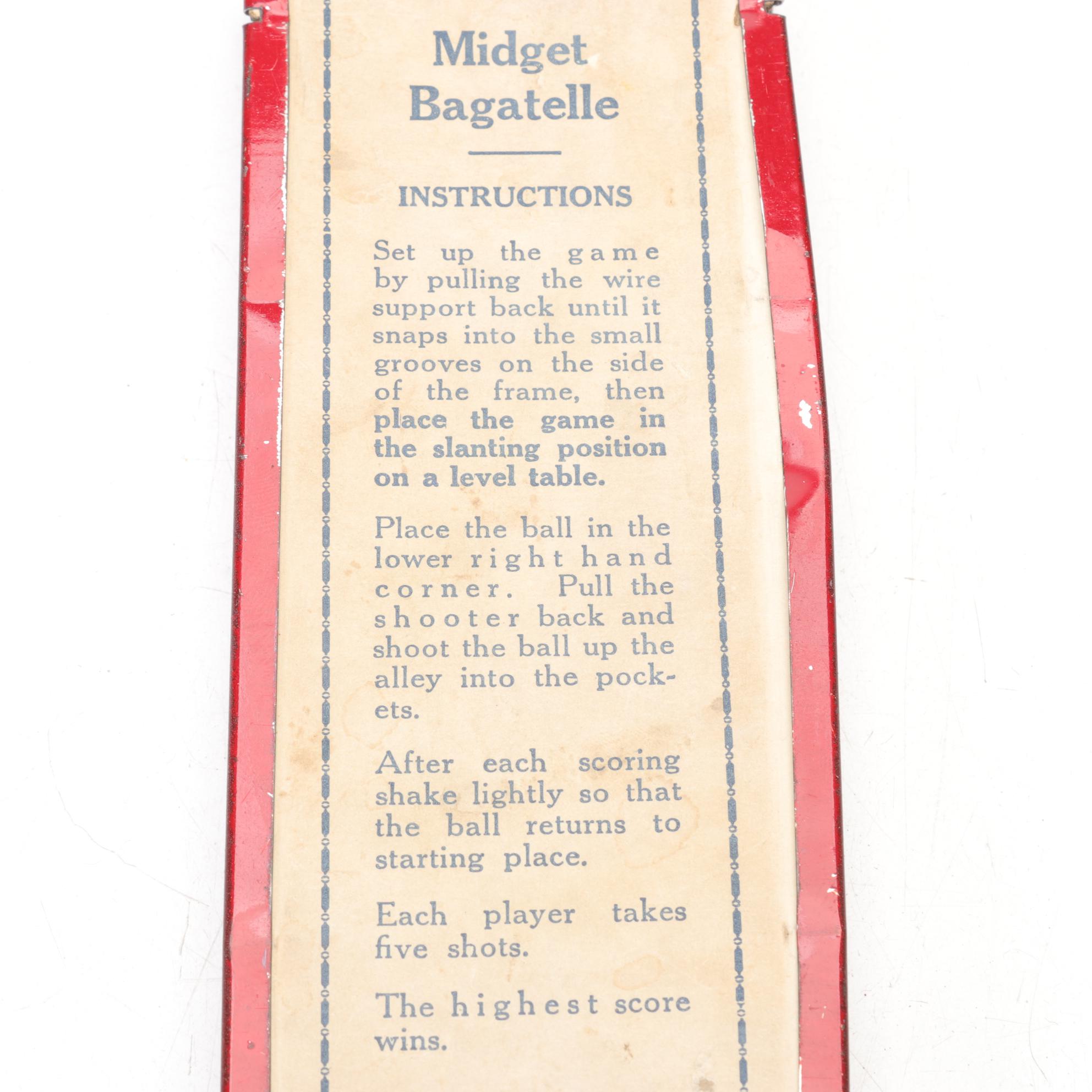 Midget Bagatelle Pocket Pinball Game, Mid 20th Century