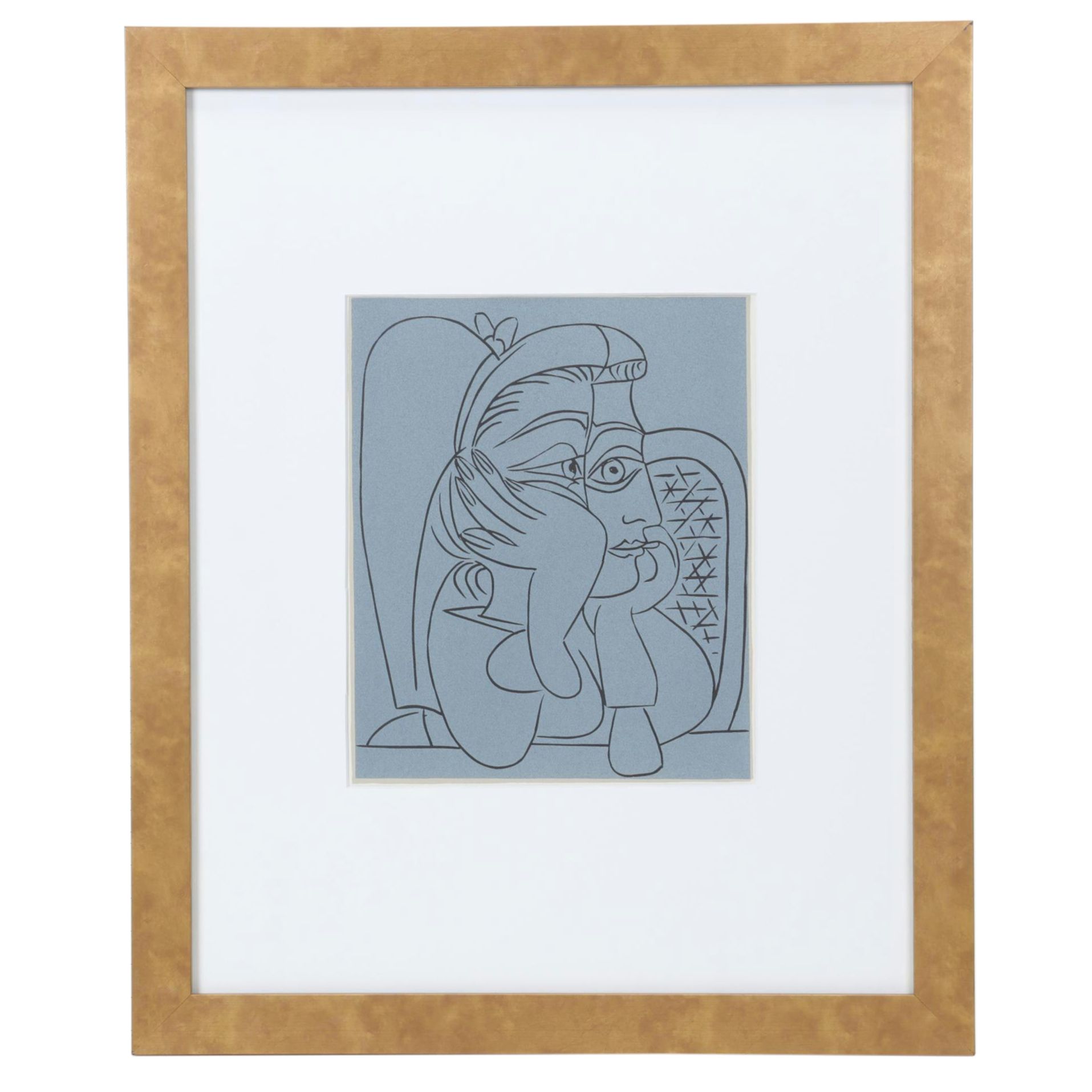 Pablo Picasso Linocut "Woman's Head Resting on Her Elbows" 1962