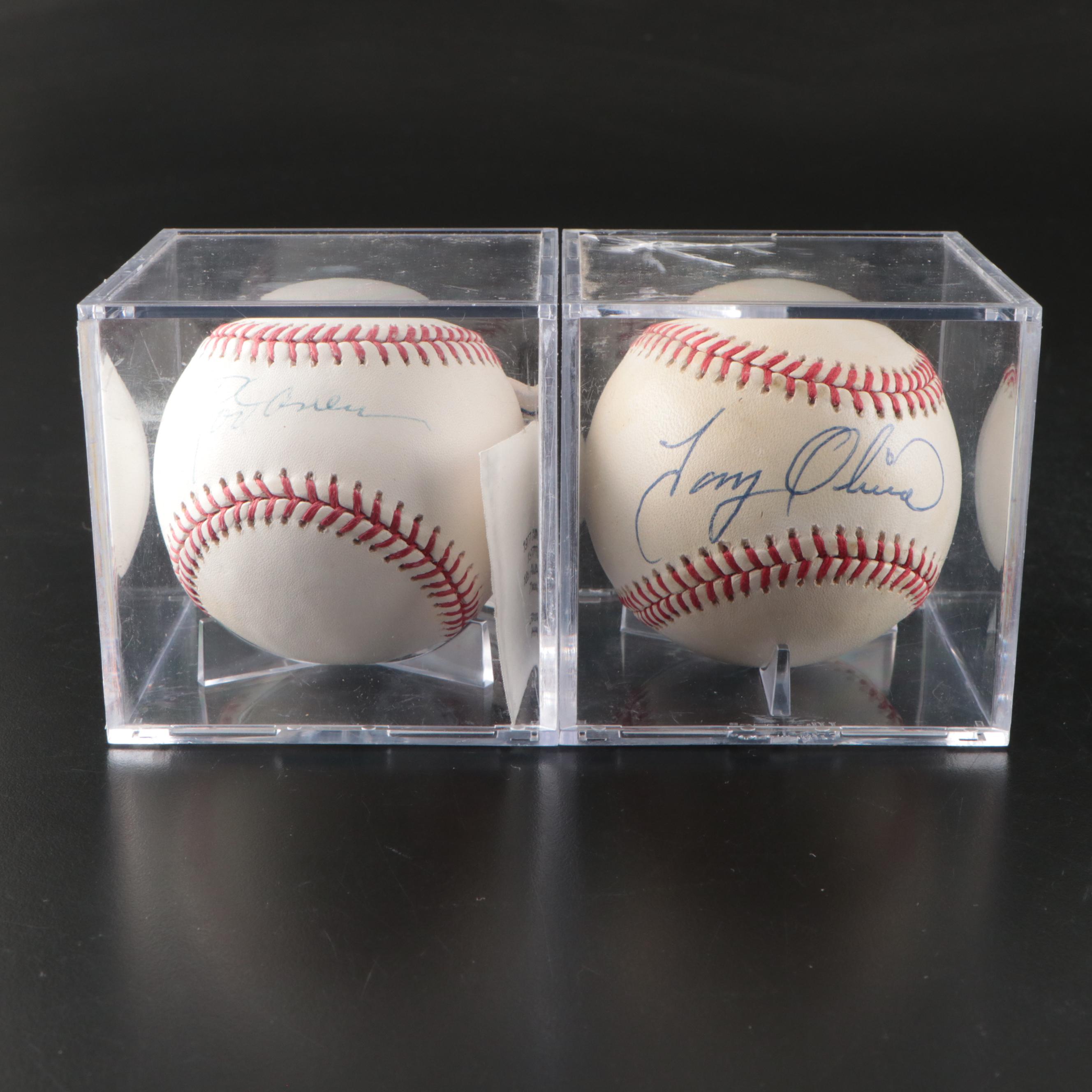 Tony Oliva and Rod Carew Signed Rawlings Official Baseballs with Displays