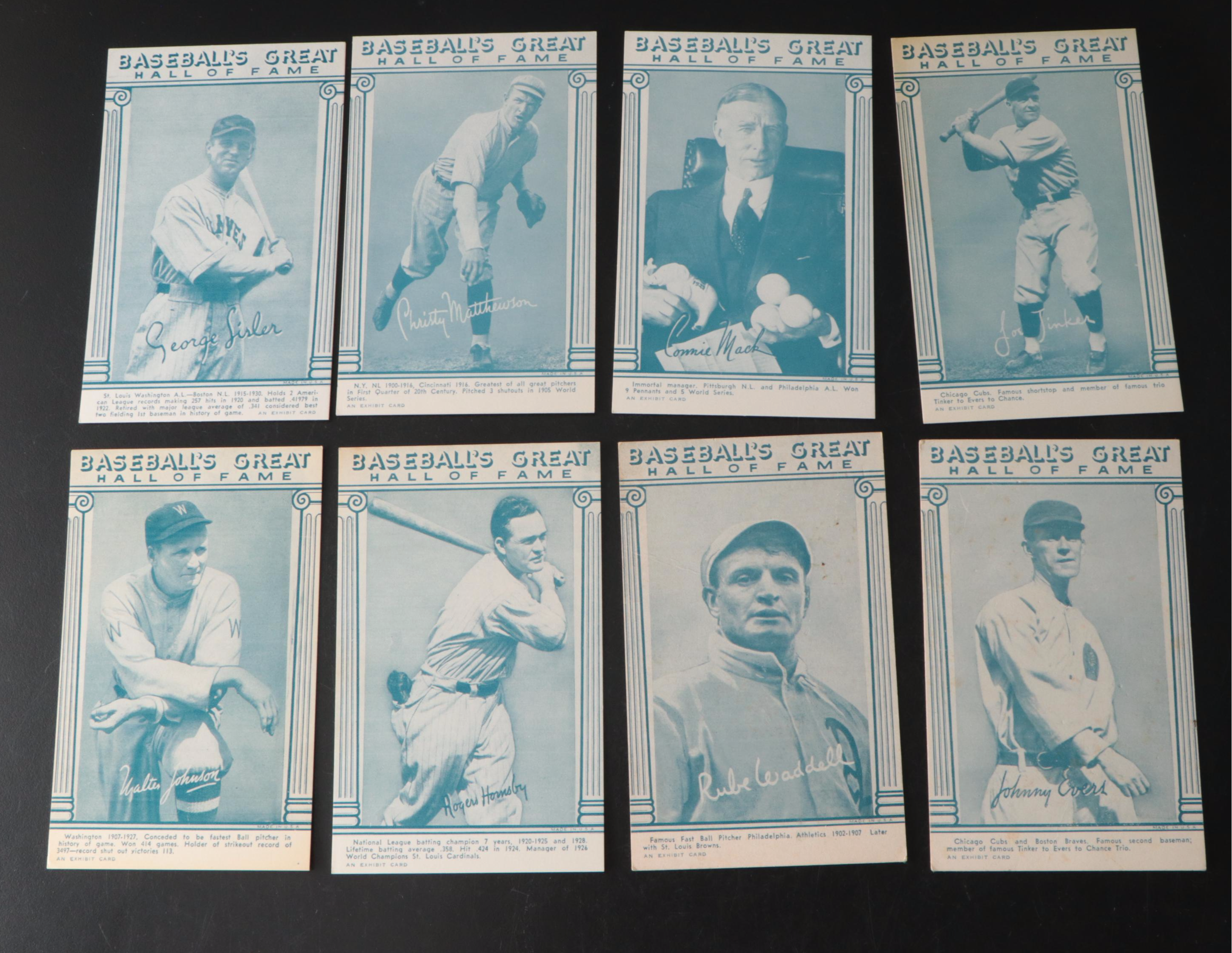 1948 Baseball's Great Hall Of Fame Exhibit Cards Featuring Ty Cobb, Lefty Grove