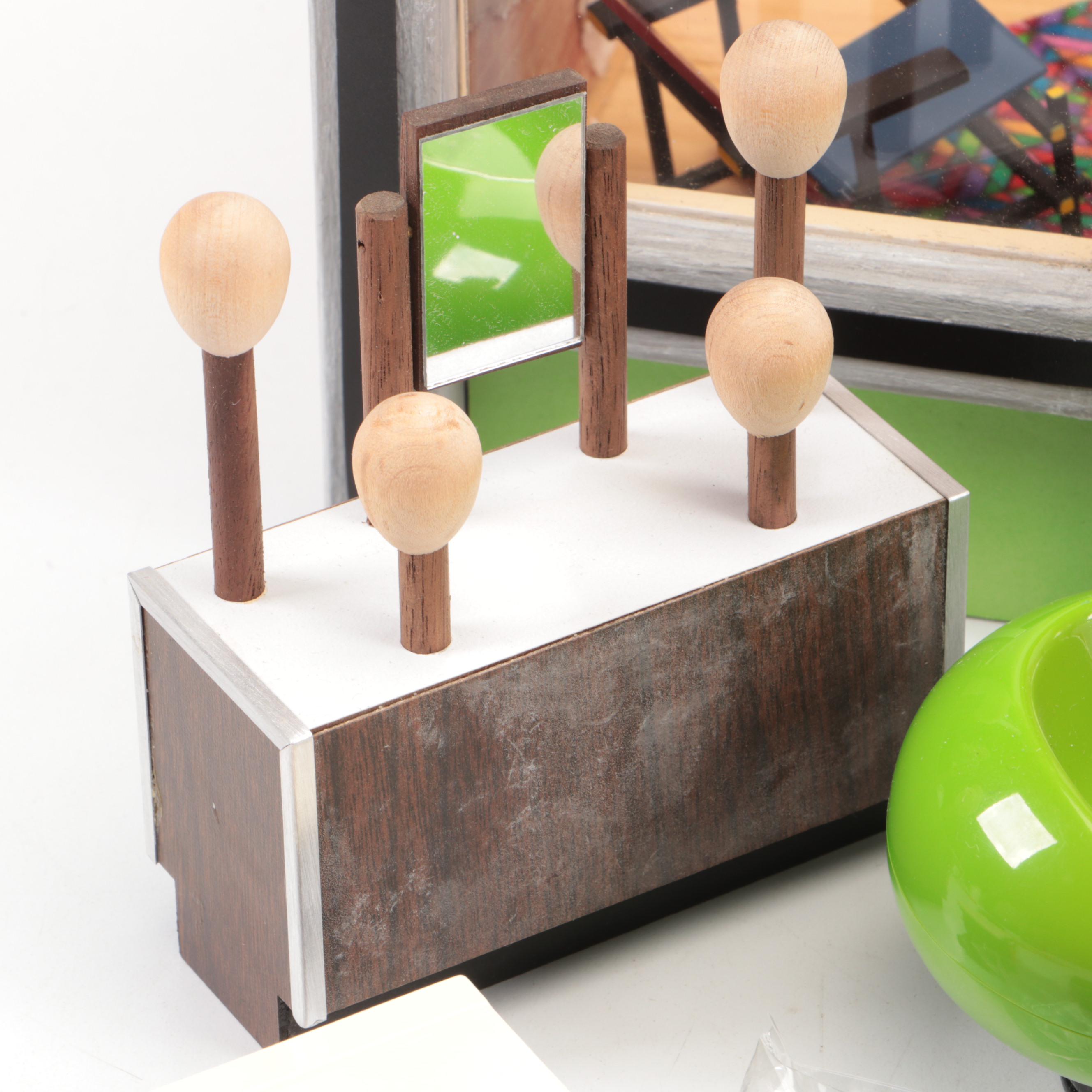 Modern Art Inspired Seating Area Miniature Diorama with More Miniatures