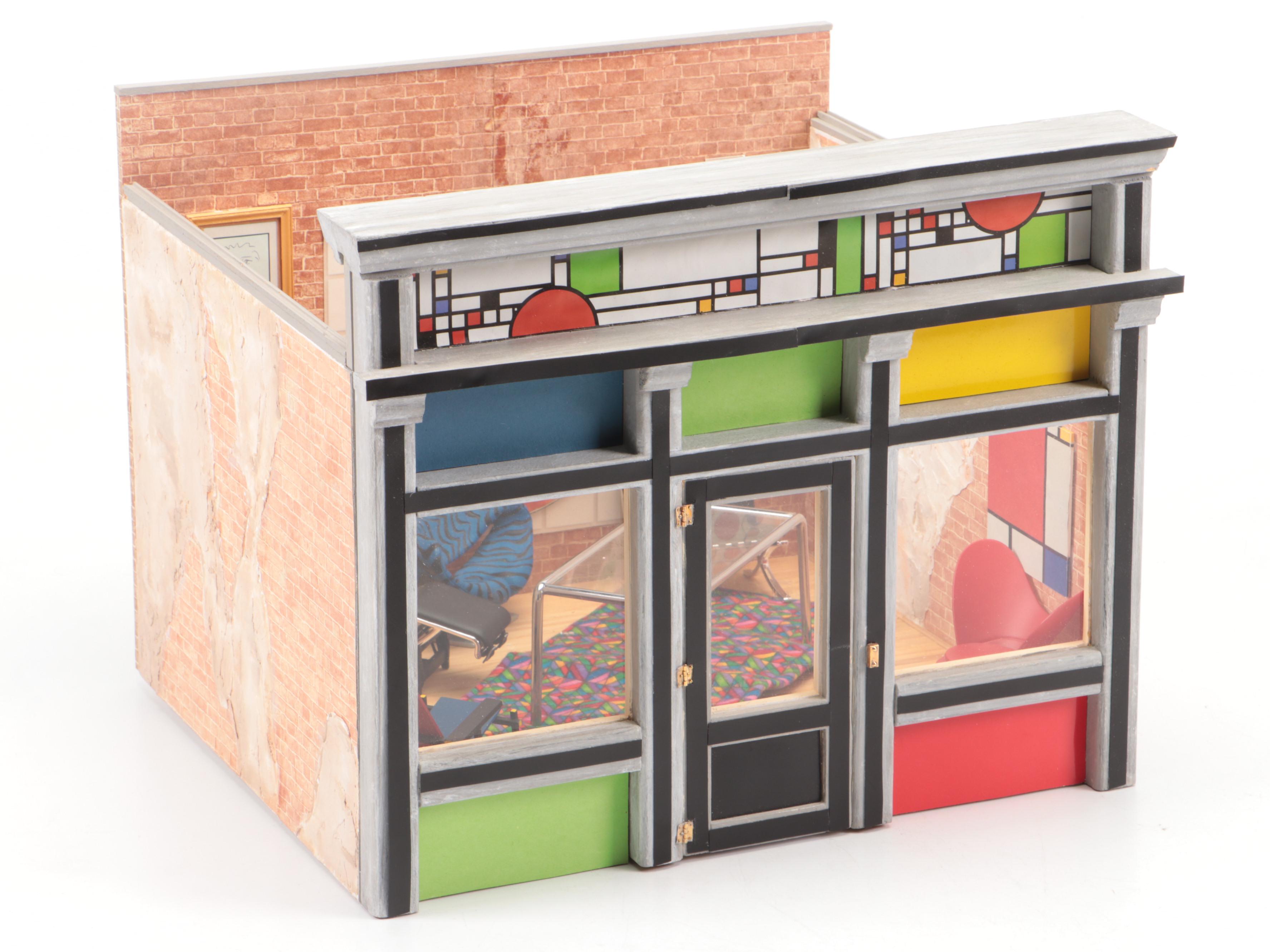 Modern Art Inspired Seating Area Miniature Diorama with More Miniatures