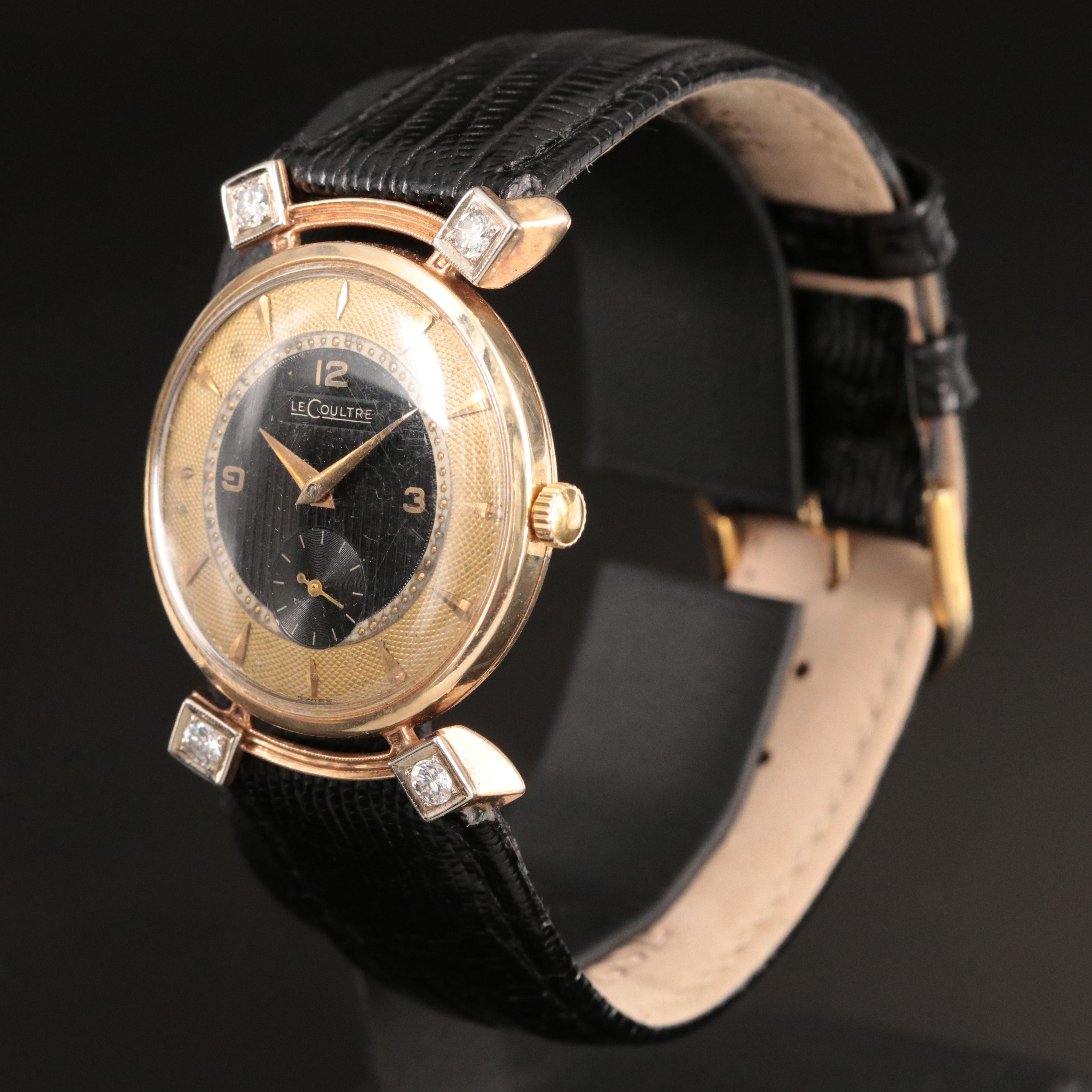 Vintage LeCoultre Diamond and 14K Gold 30mm Watch