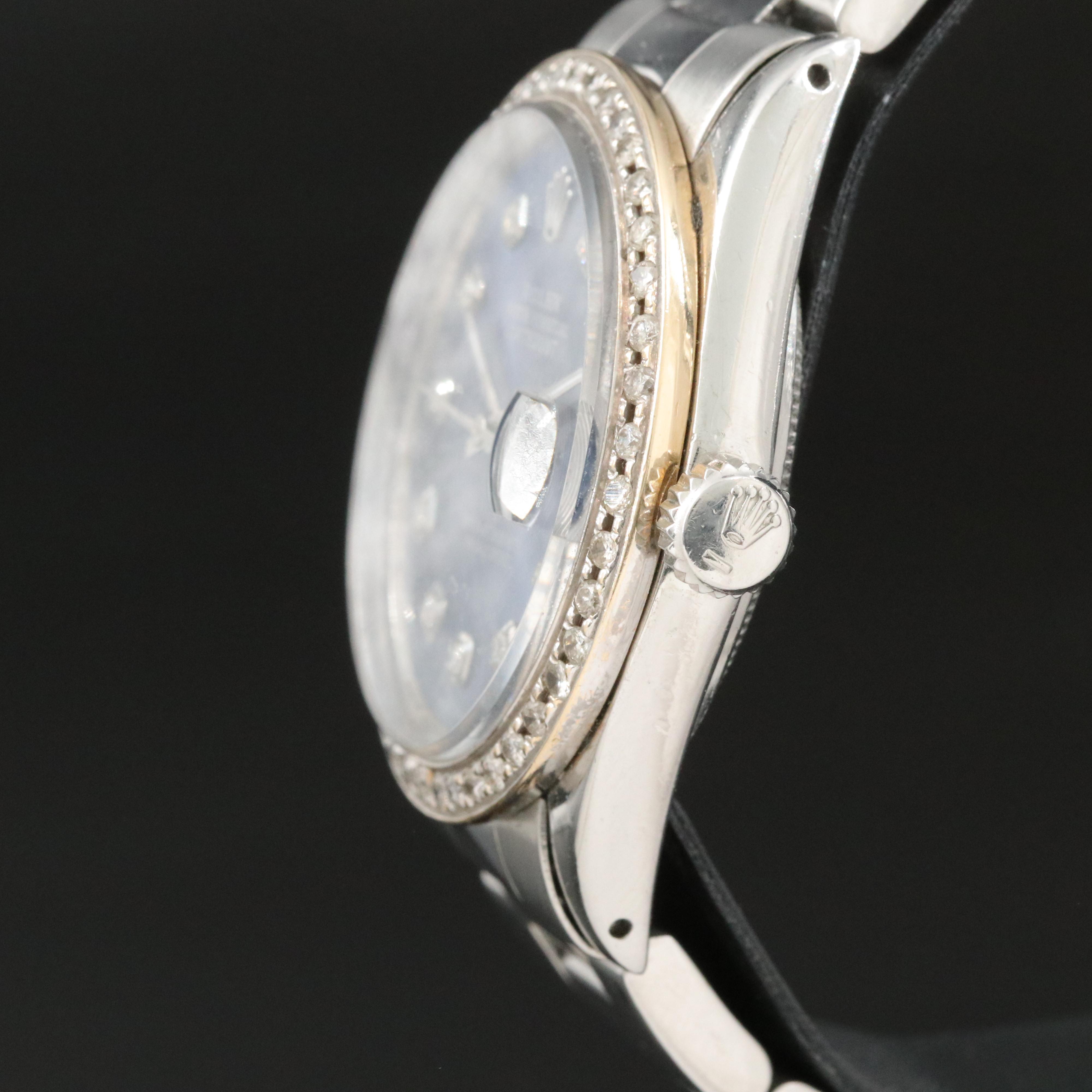 1965 Rolex Custom 1.05 CTW Diamond Dial and Bezel Datejust Watch