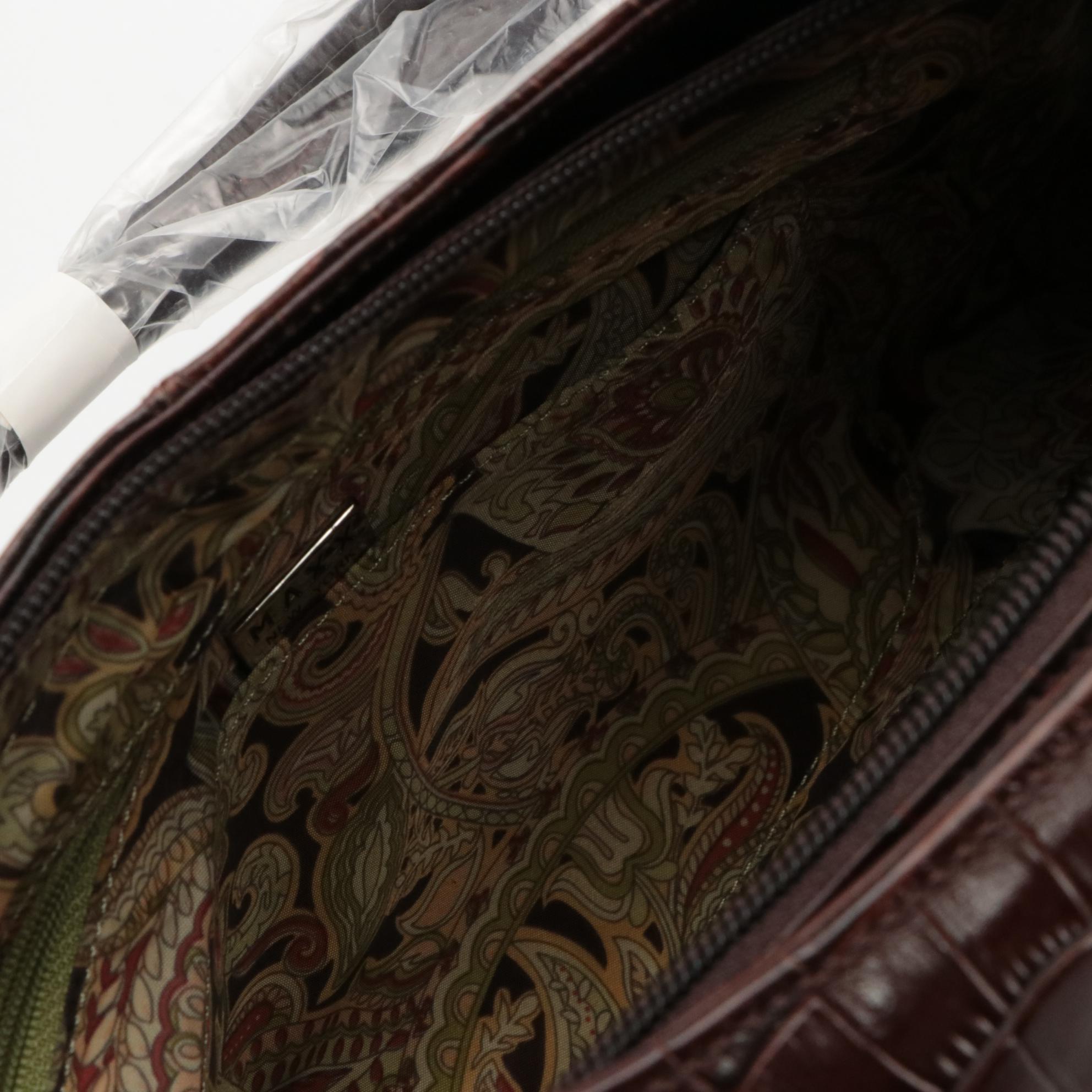 Maxx New York Brown Croc Embossed Leather Shoulder Bag, Aigner Black Croc Clutch