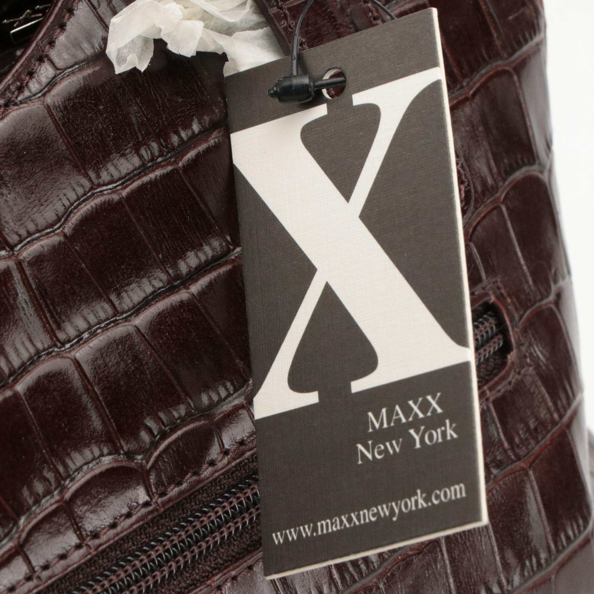 Maxx New York Brown Croc Embossed Leather Shoulder Bag, Aigner Black Croc Clutch