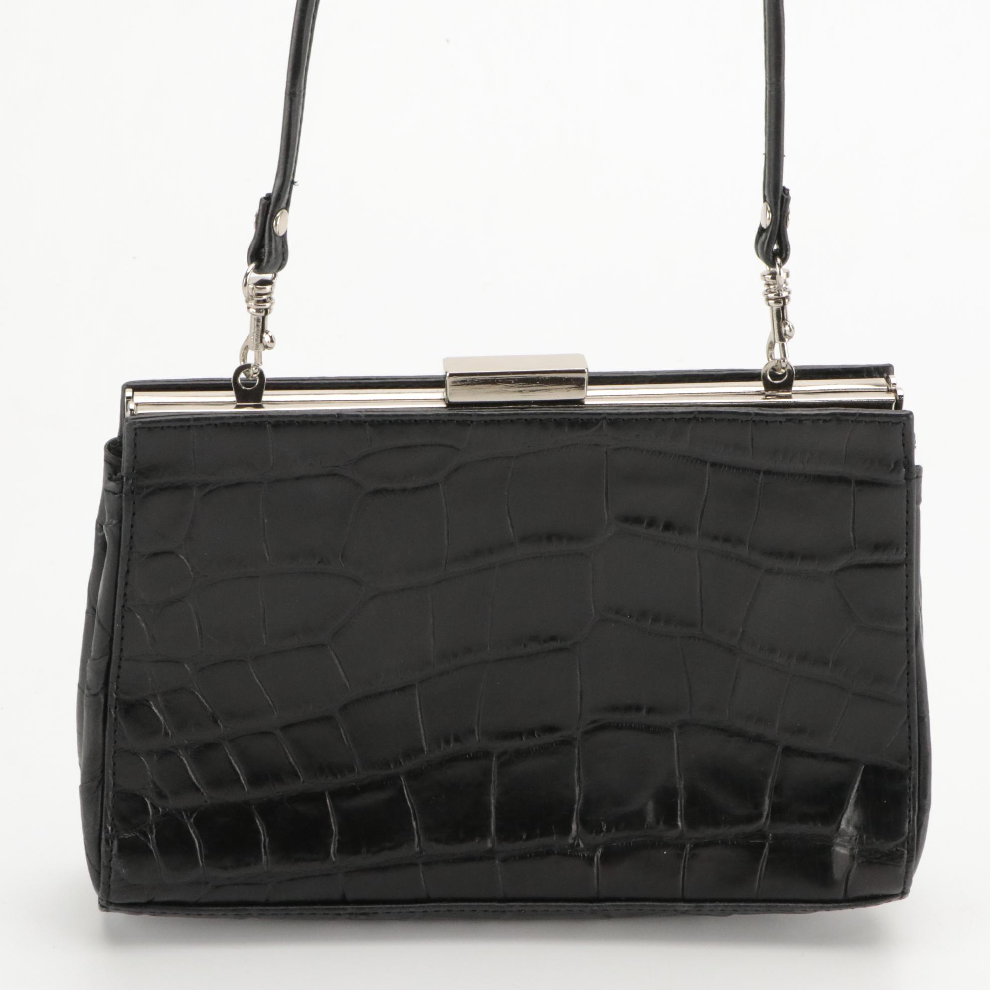 Maxx New York Brown Croc Embossed Leather Shoulder Bag, Aigner Black Croc Clutch