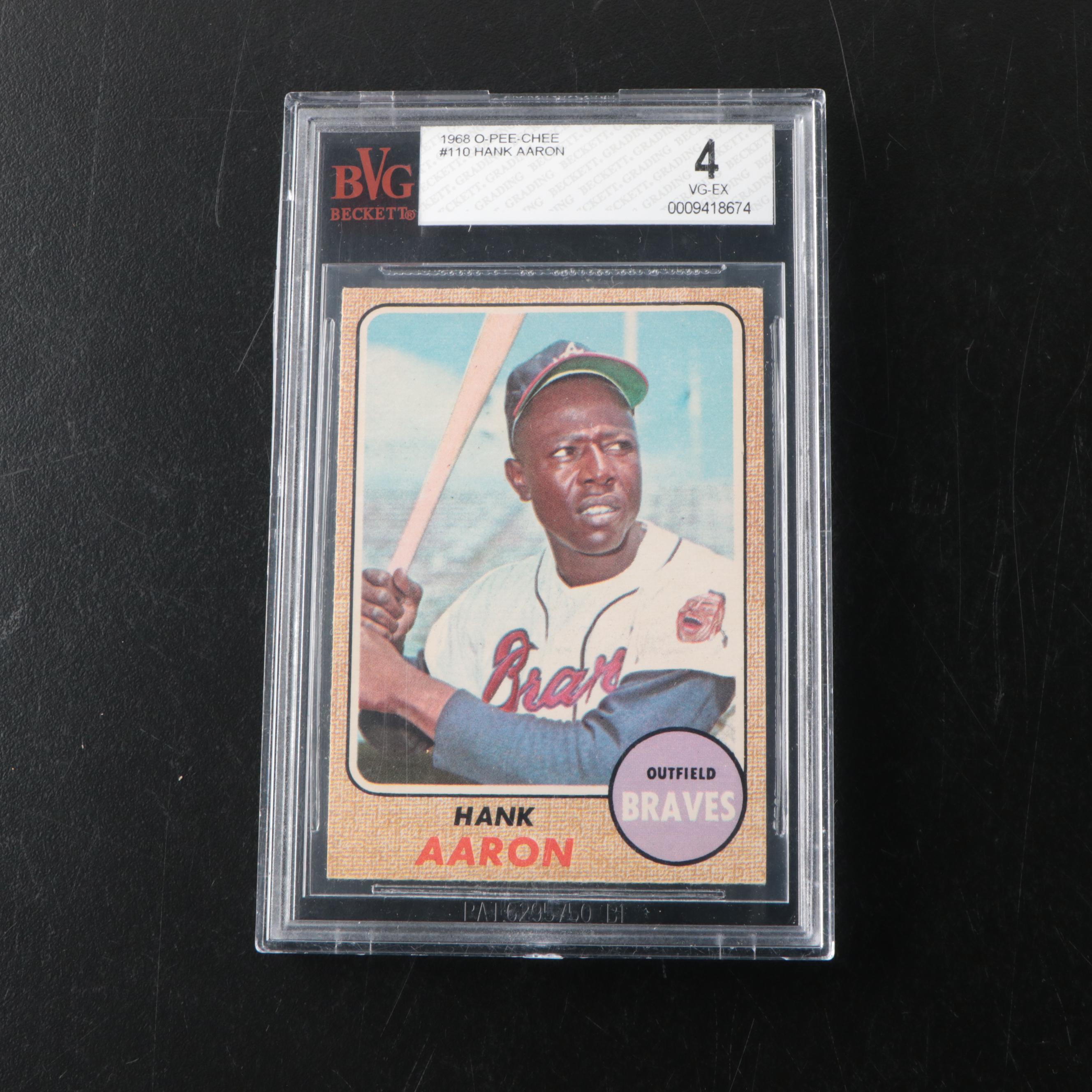 1968 O-Pee-Chee Hank Aaron Atlanta Braves Baseball Card #110 Graded BVG 4