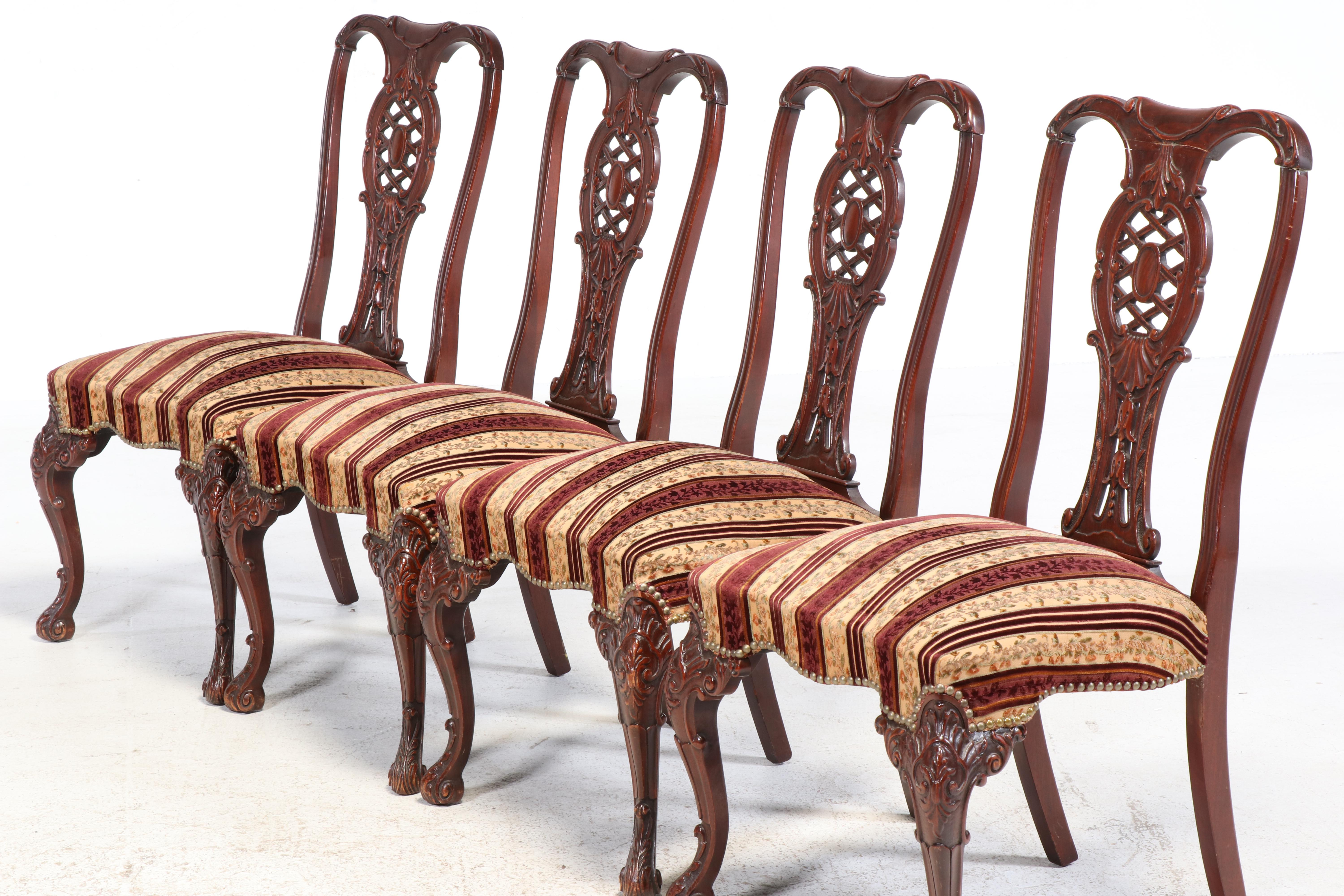 Seven-Piece J. B. Van Sciver Co. Chippendale Style Carved Mahogany Dining Set