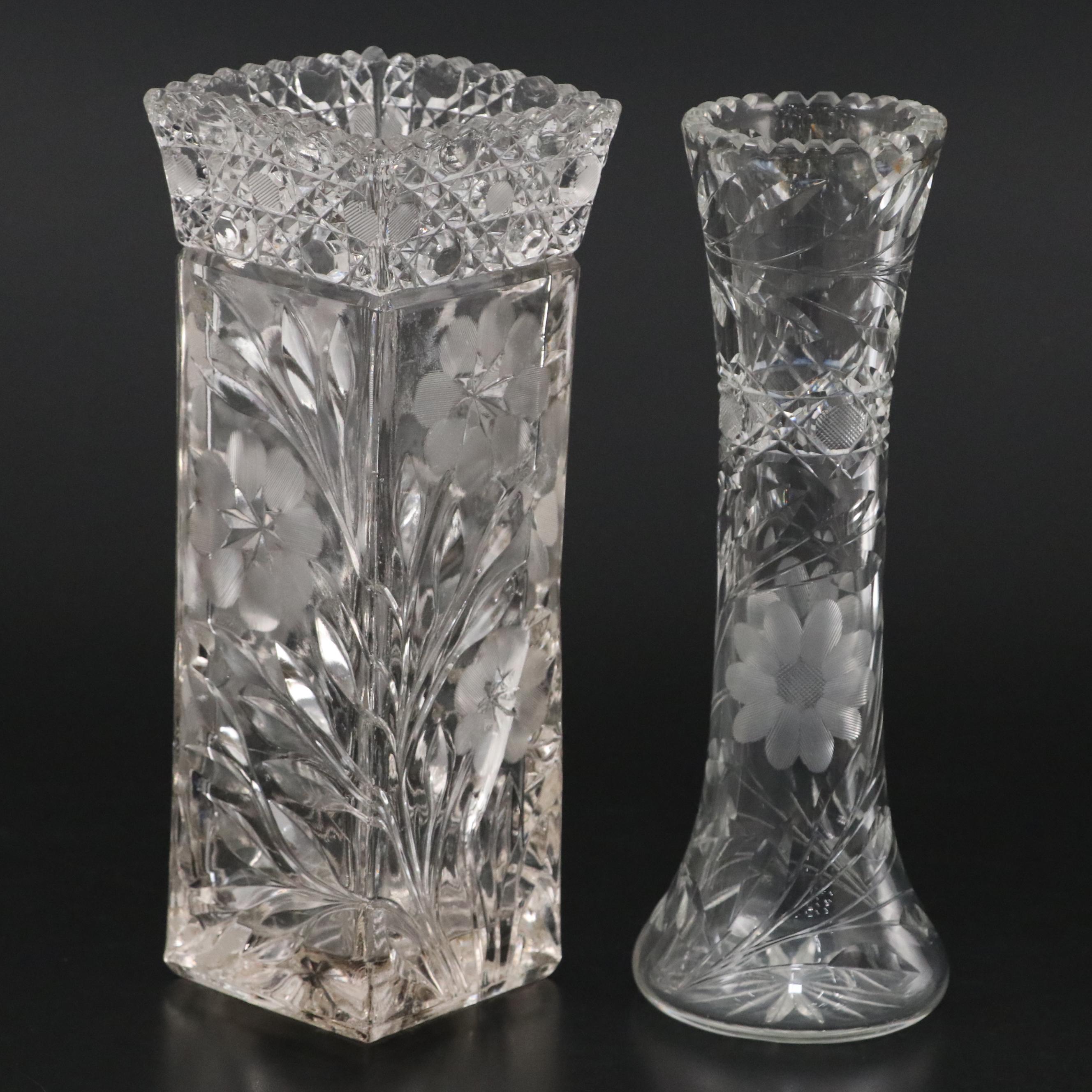 McKee "Innovation" Crystal Vases and Bowl, 20th Century