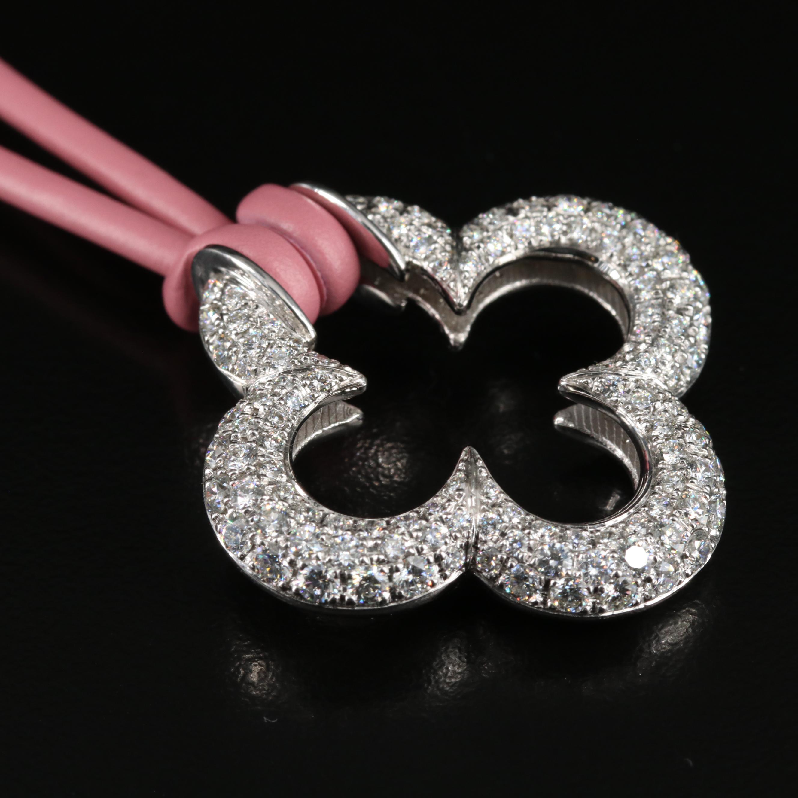 Mouawad "Heidi Klum" 18K 4.00 CTW Diamond Pendant with Leather Cord Necklaces