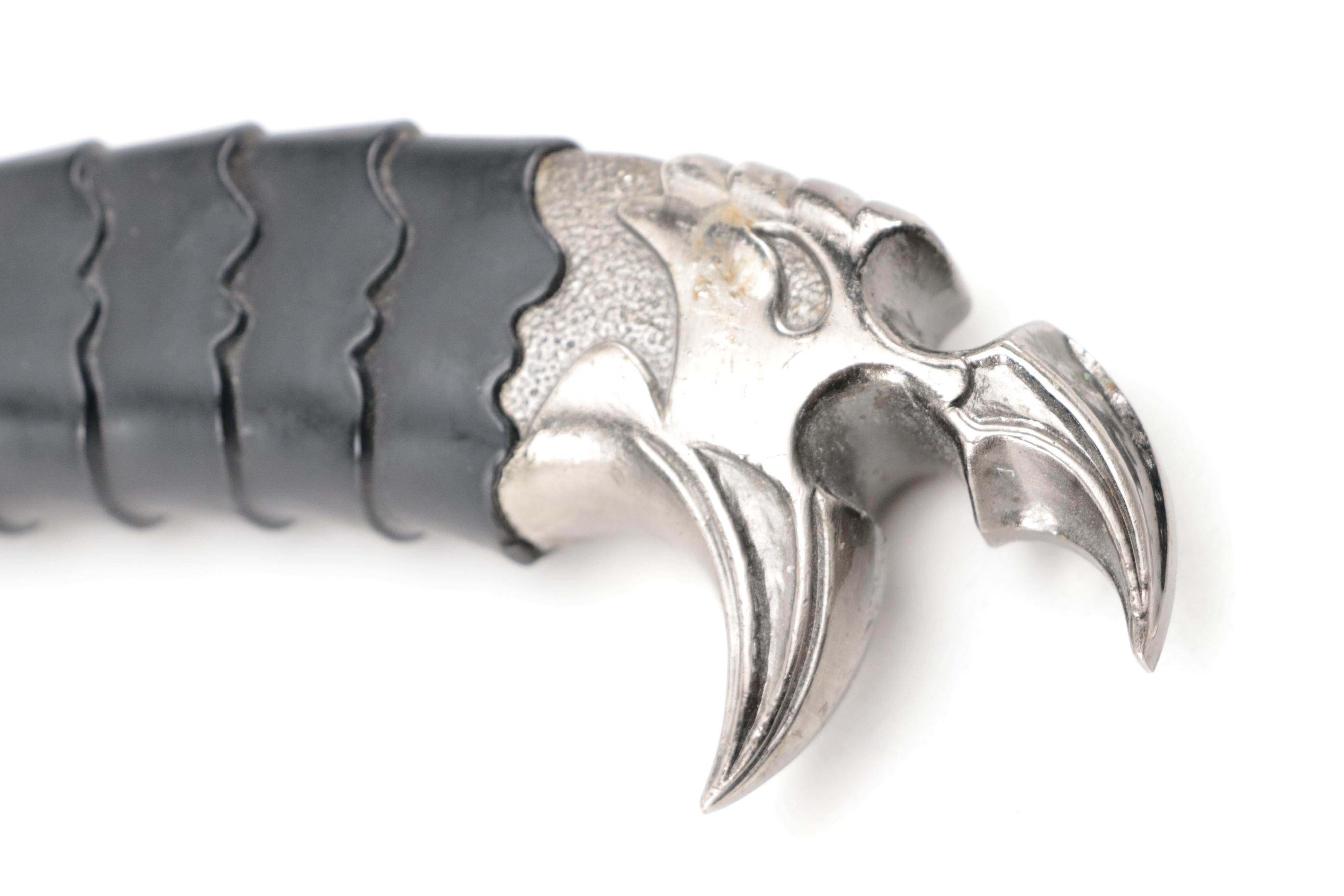 Faux Damascus Steel Curved Fixed Blade Knife