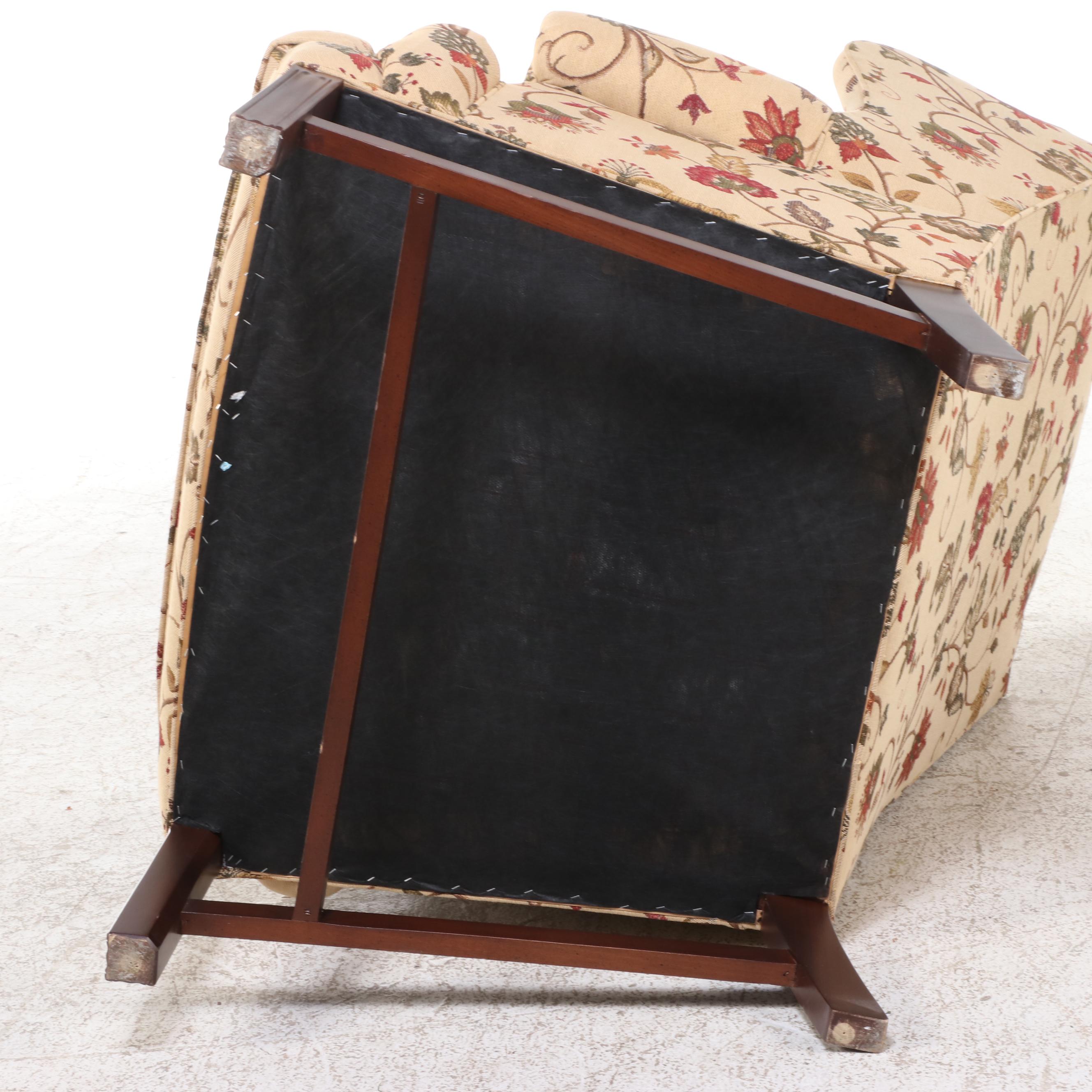 Sherrill Chippendale Style Custom-Upholstered Wingback Armchair