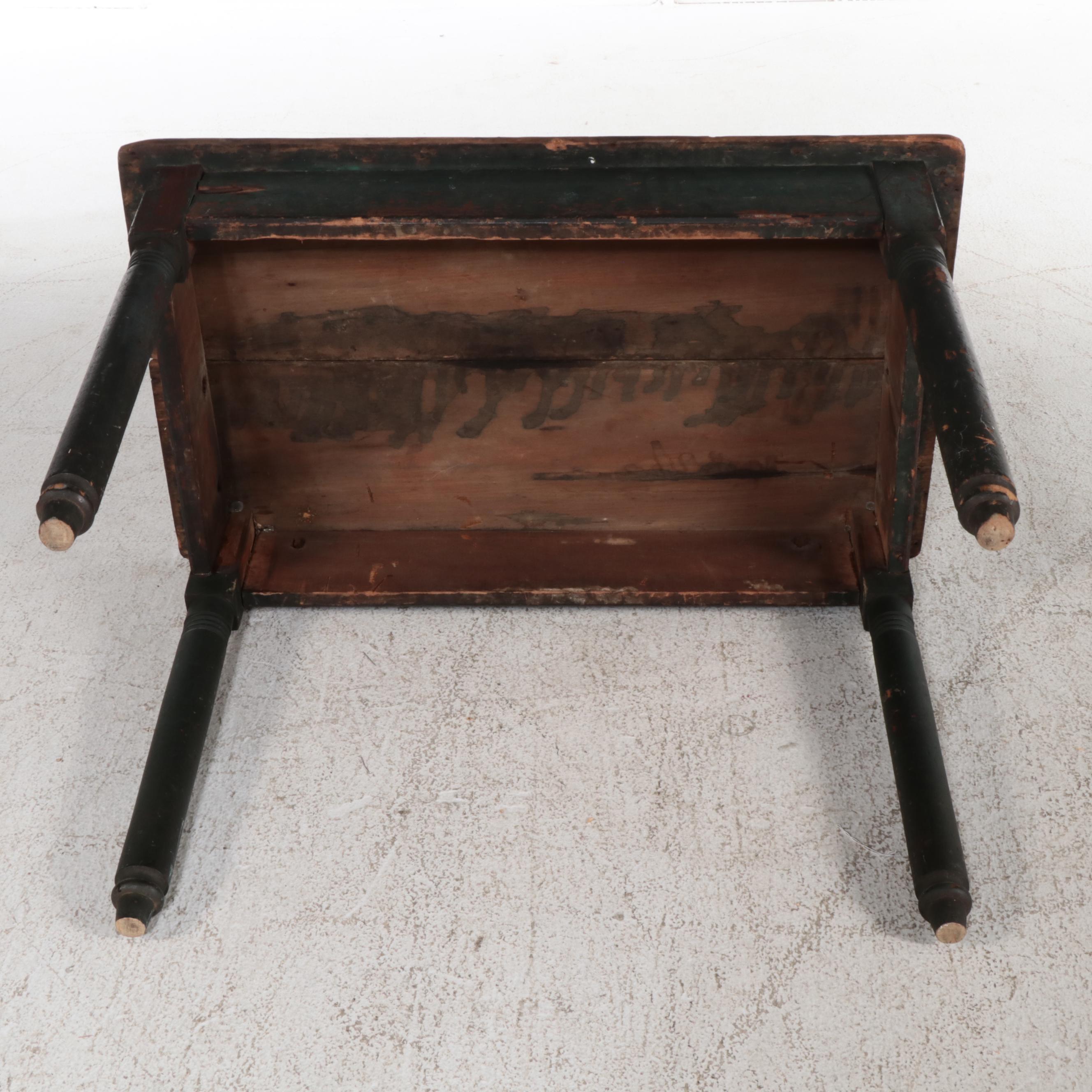 Small American Primitive Parcel-Painted Poplar Work Table, 19th Century
