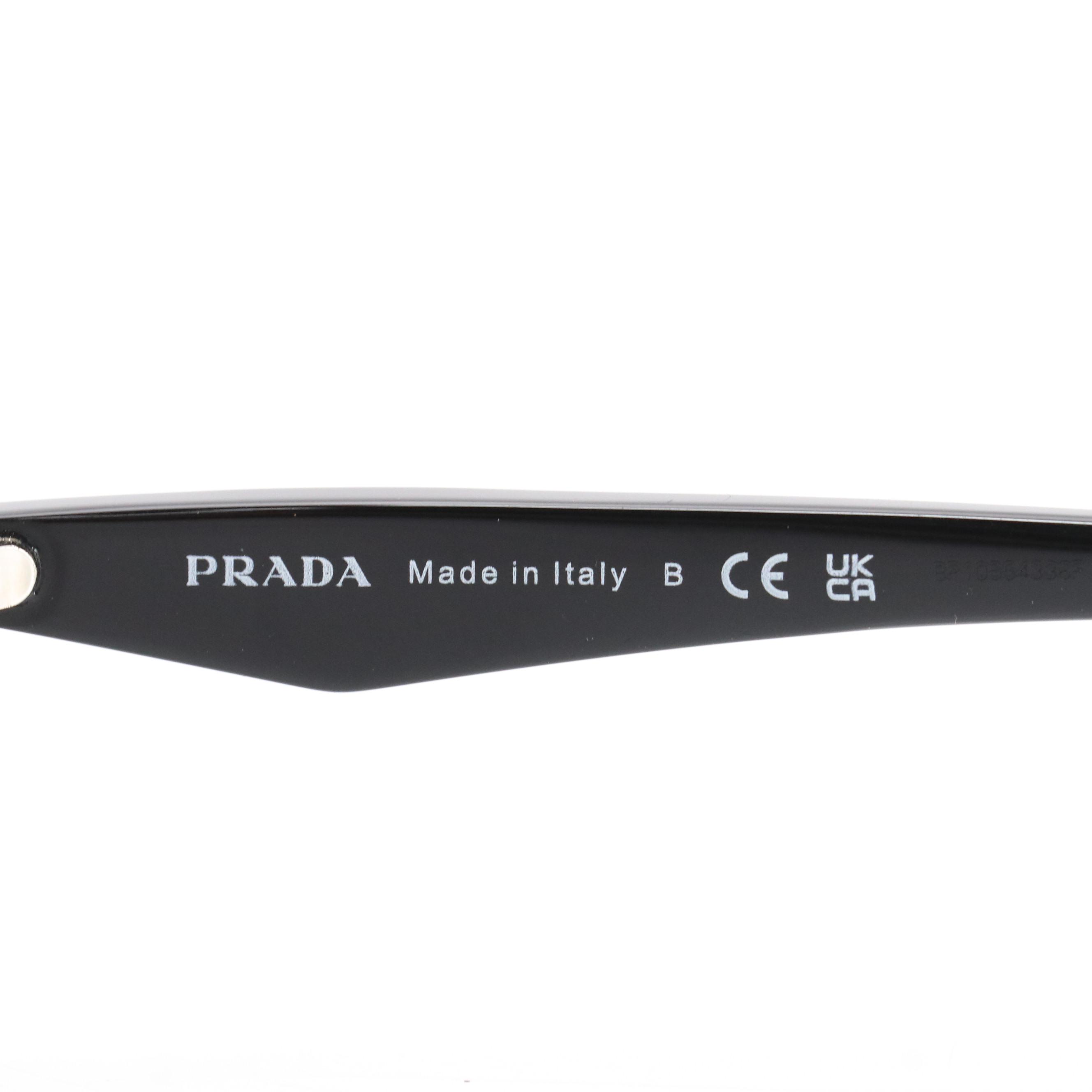 Prada VPR 20R 1AB-1O1 Black Rectangular Demo Lens Eyeglasses in Case