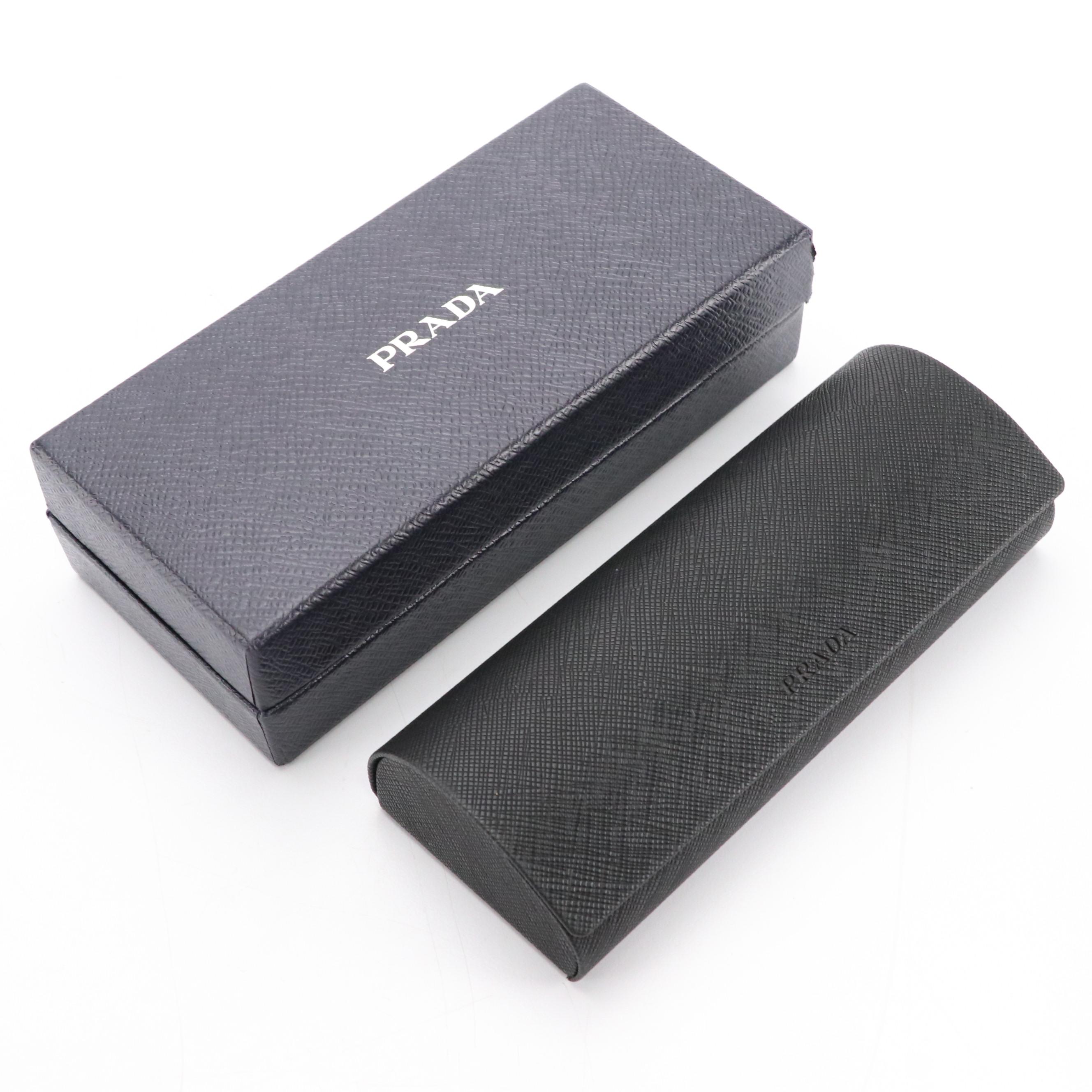 Prada VPR 20R 1AB-1O1 Black Rectangular Demo Lens Eyeglasses in Case