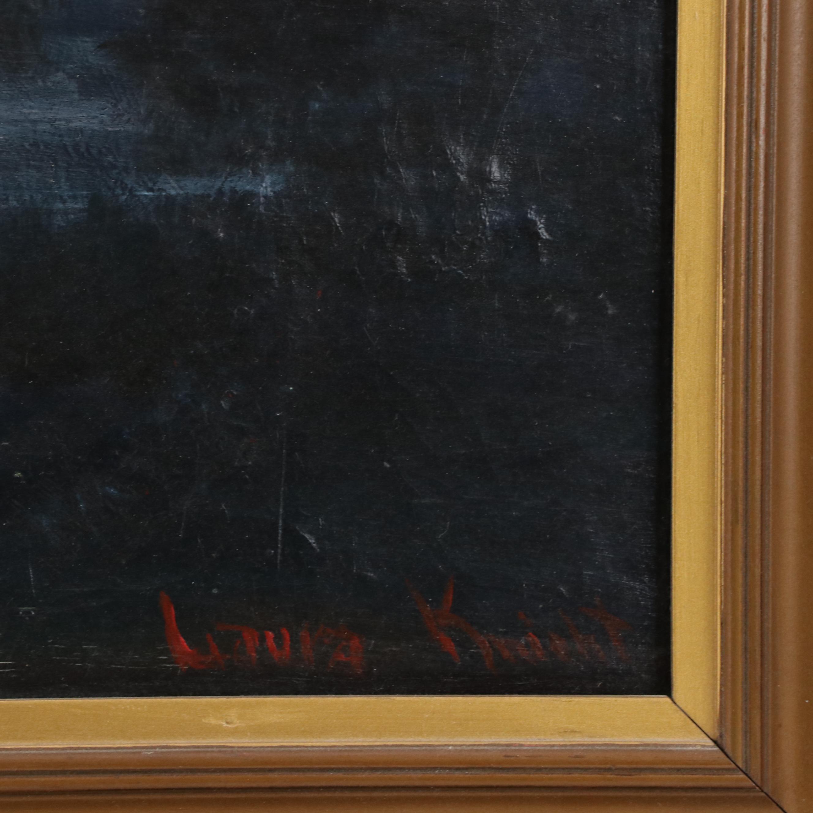 In the Manner of Laura Knight Nocturne Landscape Oil Painting