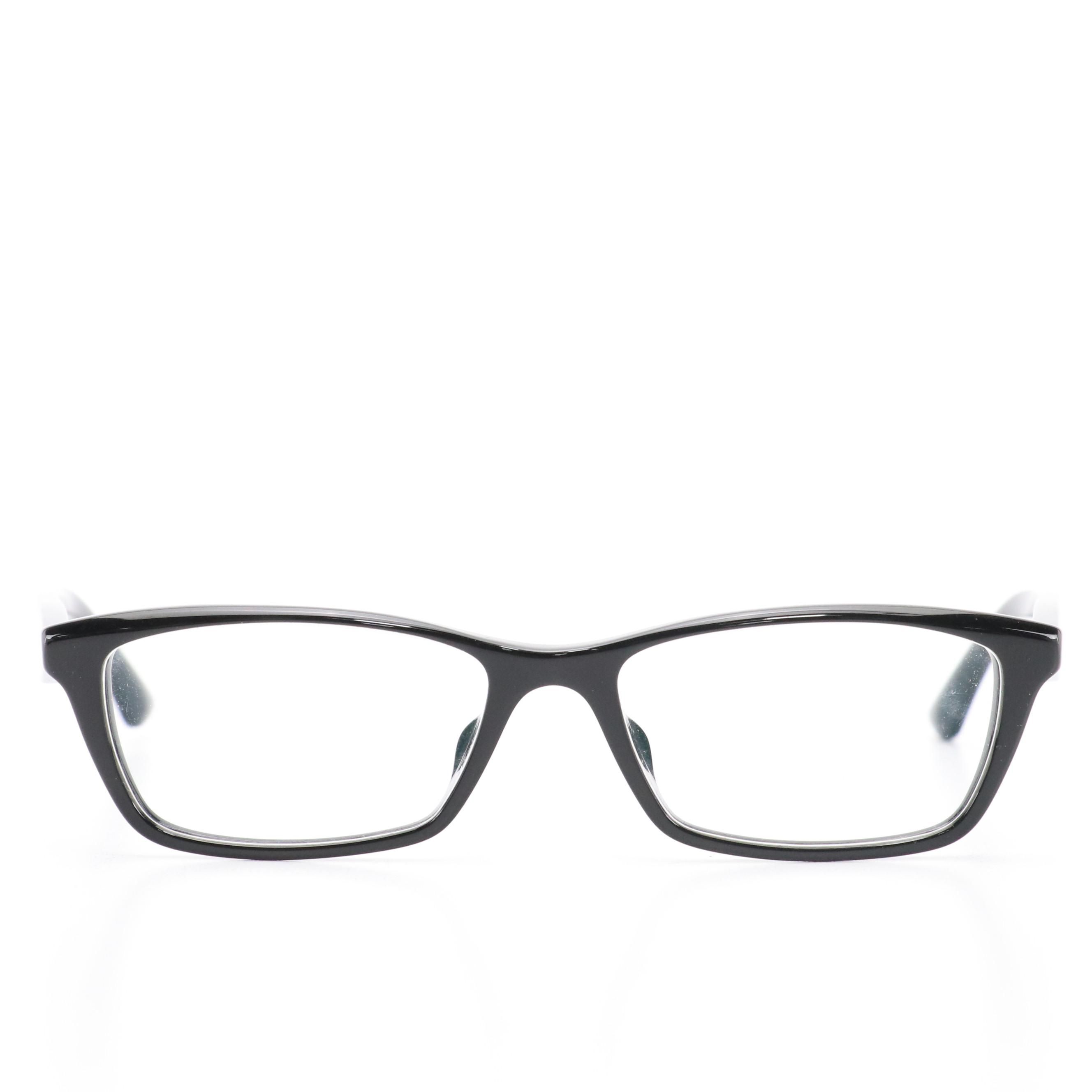 Prada VPR 20R 1AB-1O1 Black Rectangular Demo Lens Eyeglasses in Case