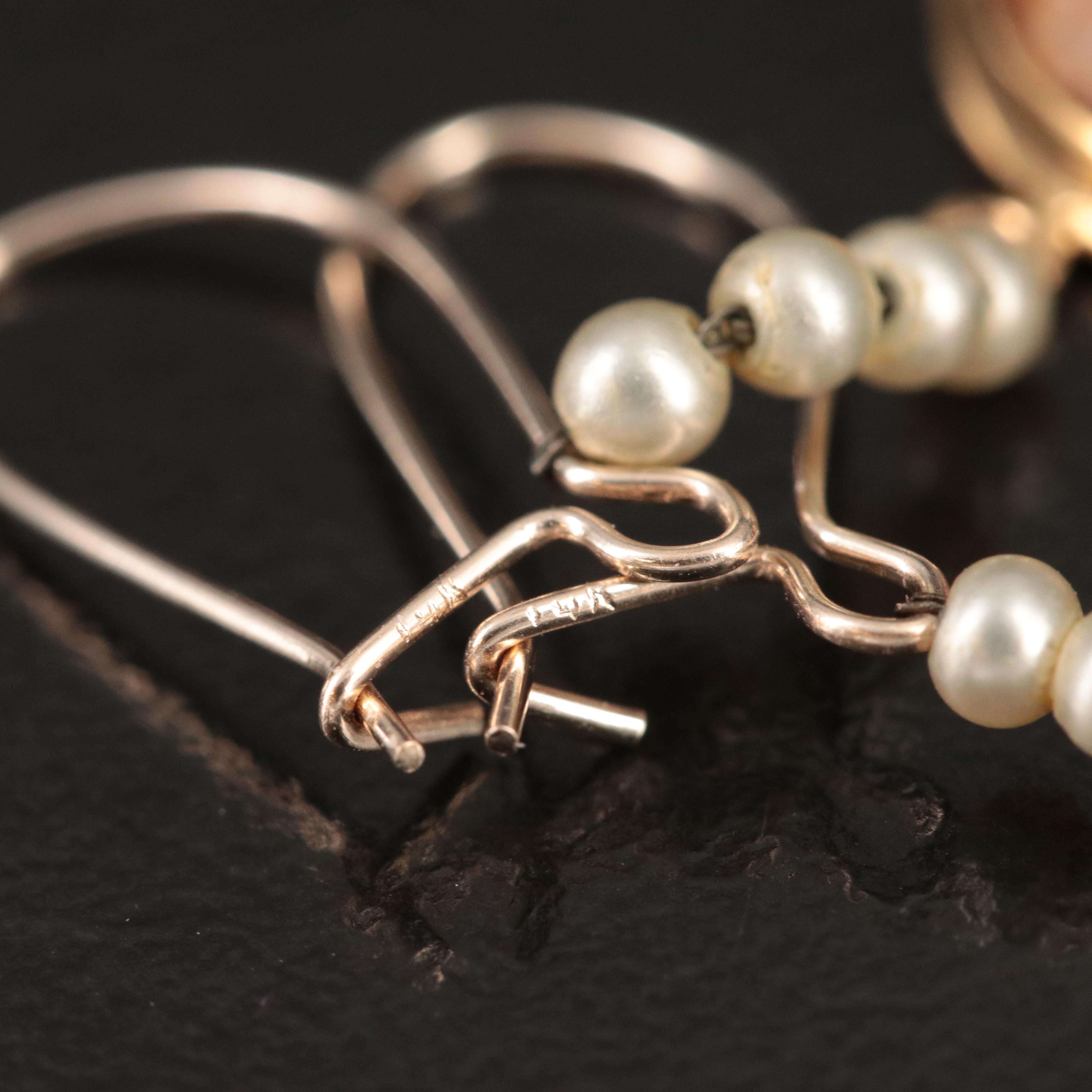 10K Turquoise and Imitation Pearl Necklace and Earrings Set