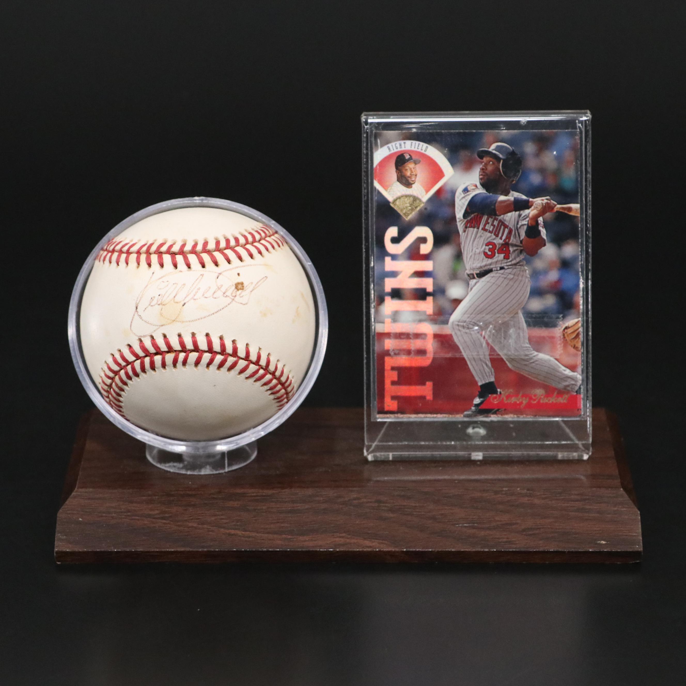 Kirby Puckett Signed Rawlings Official American League Baseball with Display