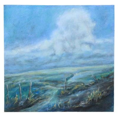 Rebecca L. Manns Marsh Landscape Oil Painting "Always Greener...," 2022