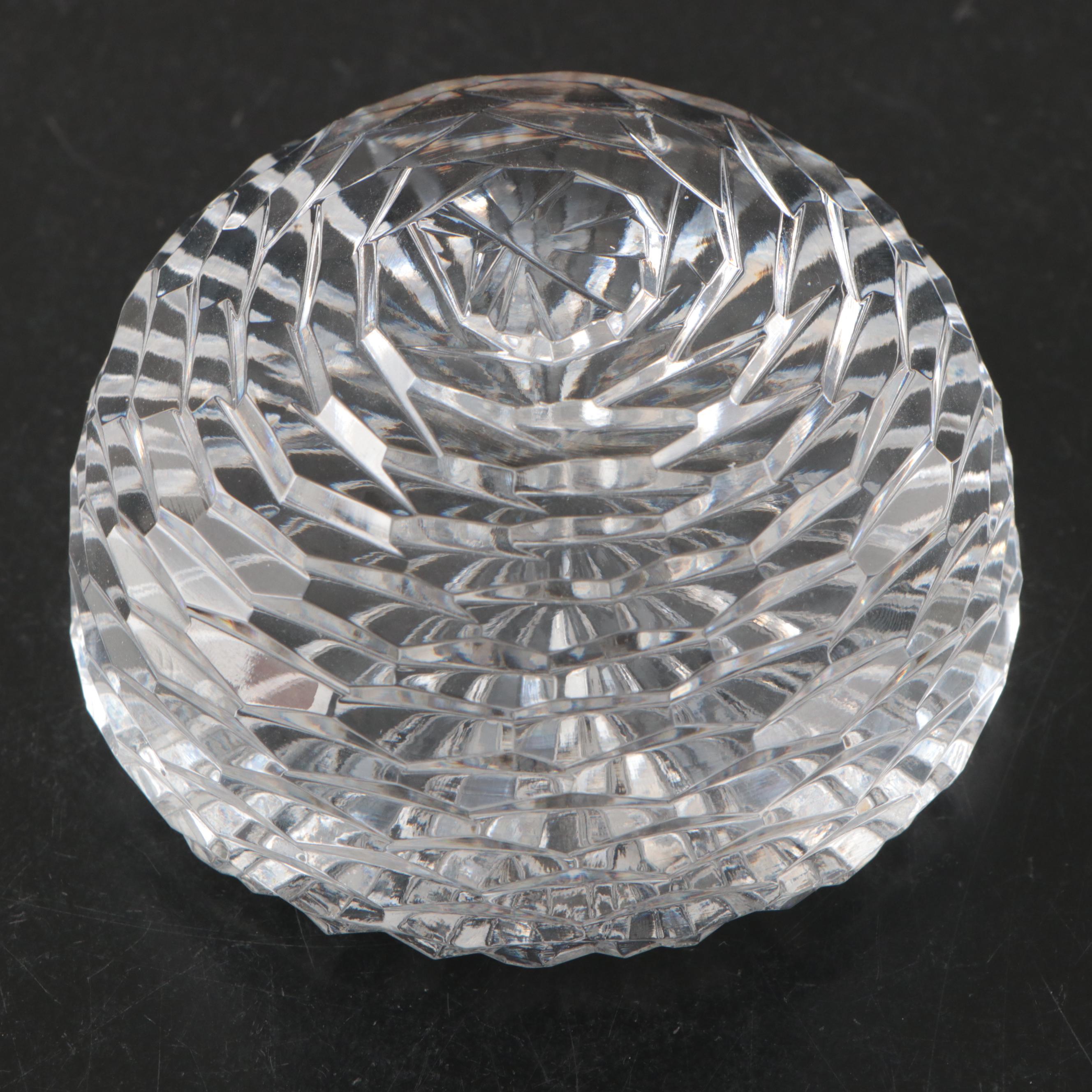 Waterford "Lismore" Crystal Clock and Frame with Other Crystal Paperweight