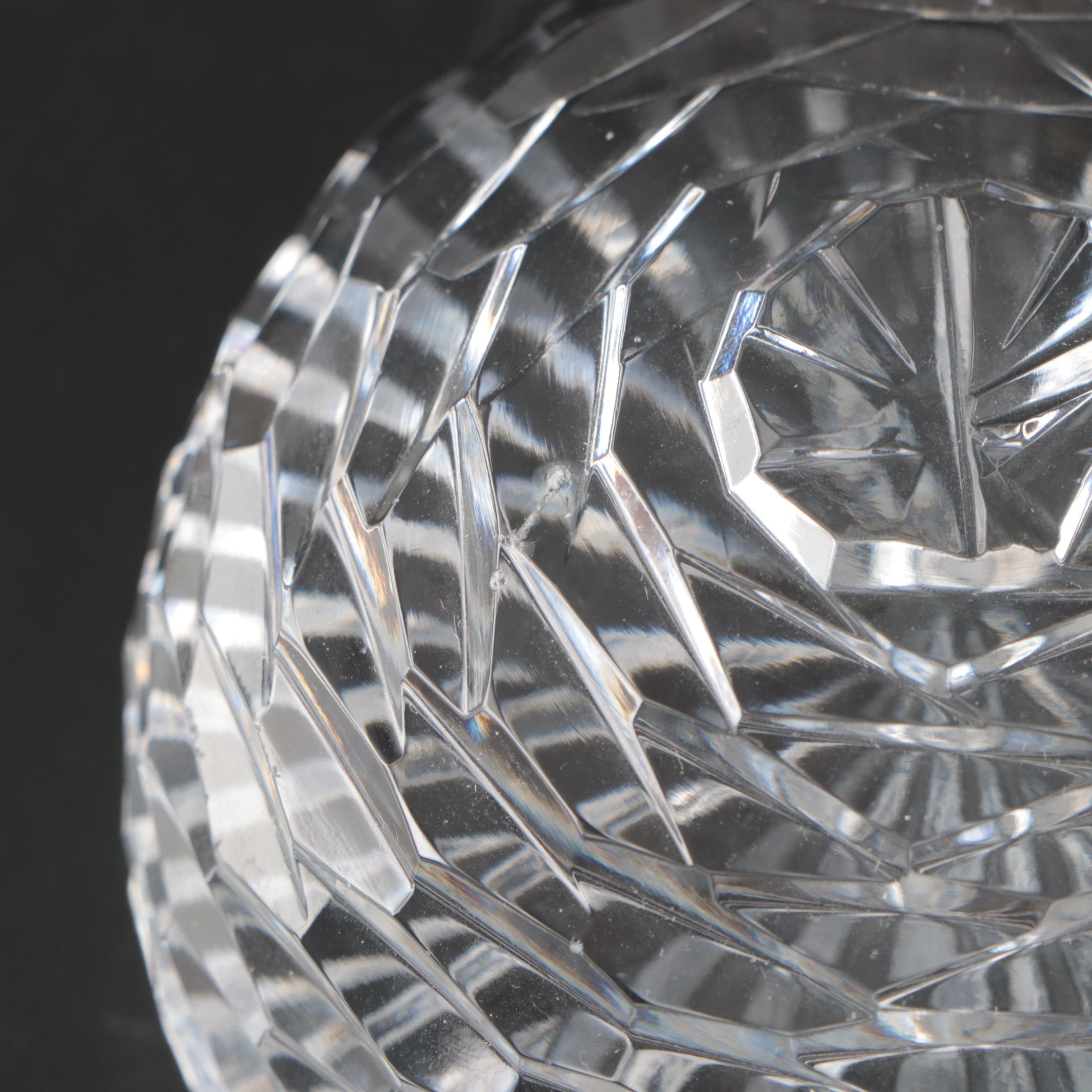 Waterford "Lismore" Crystal Clock and Frame with Other Crystal Paperweight