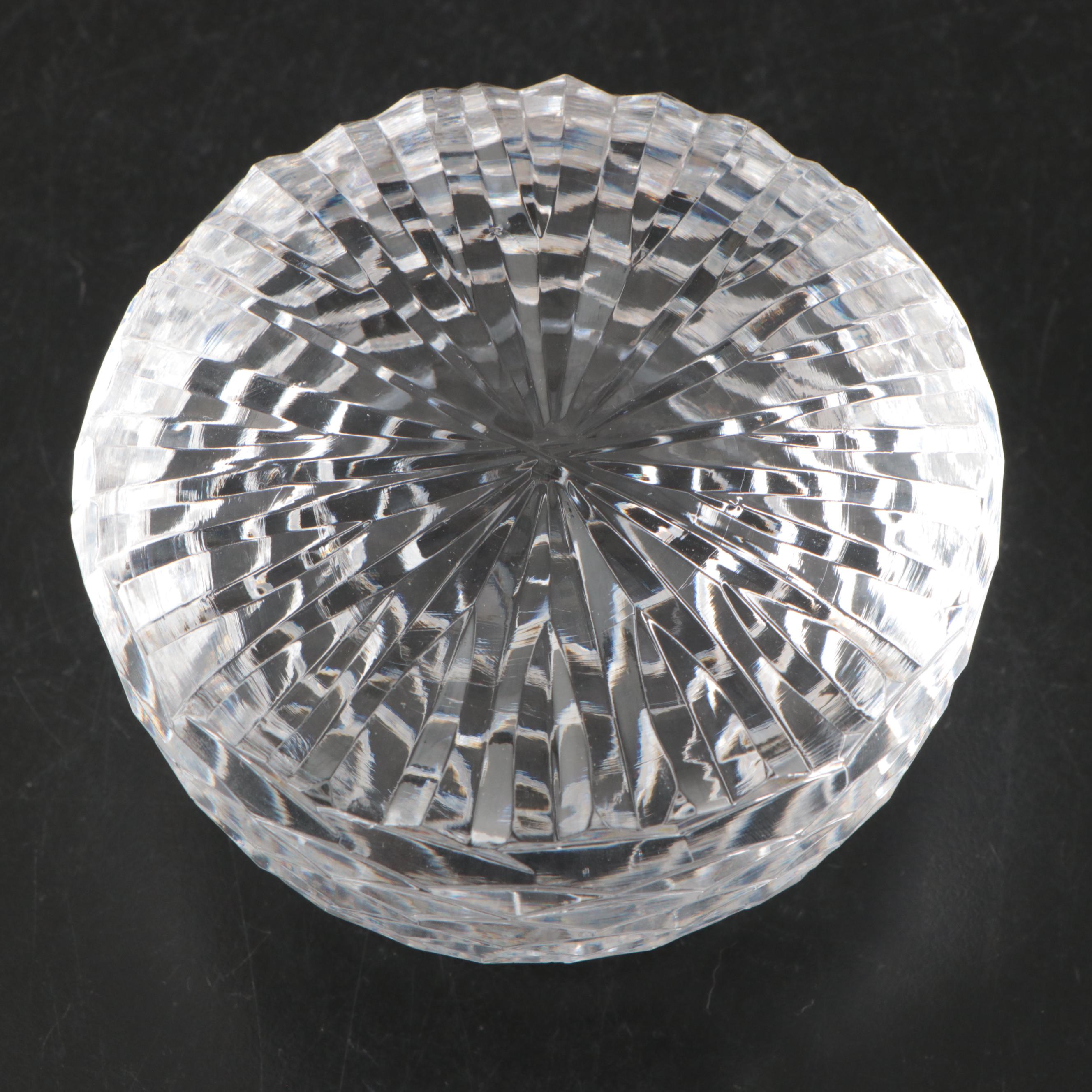 Waterford "Lismore" Crystal Clock and Frame with Other Crystal Paperweight