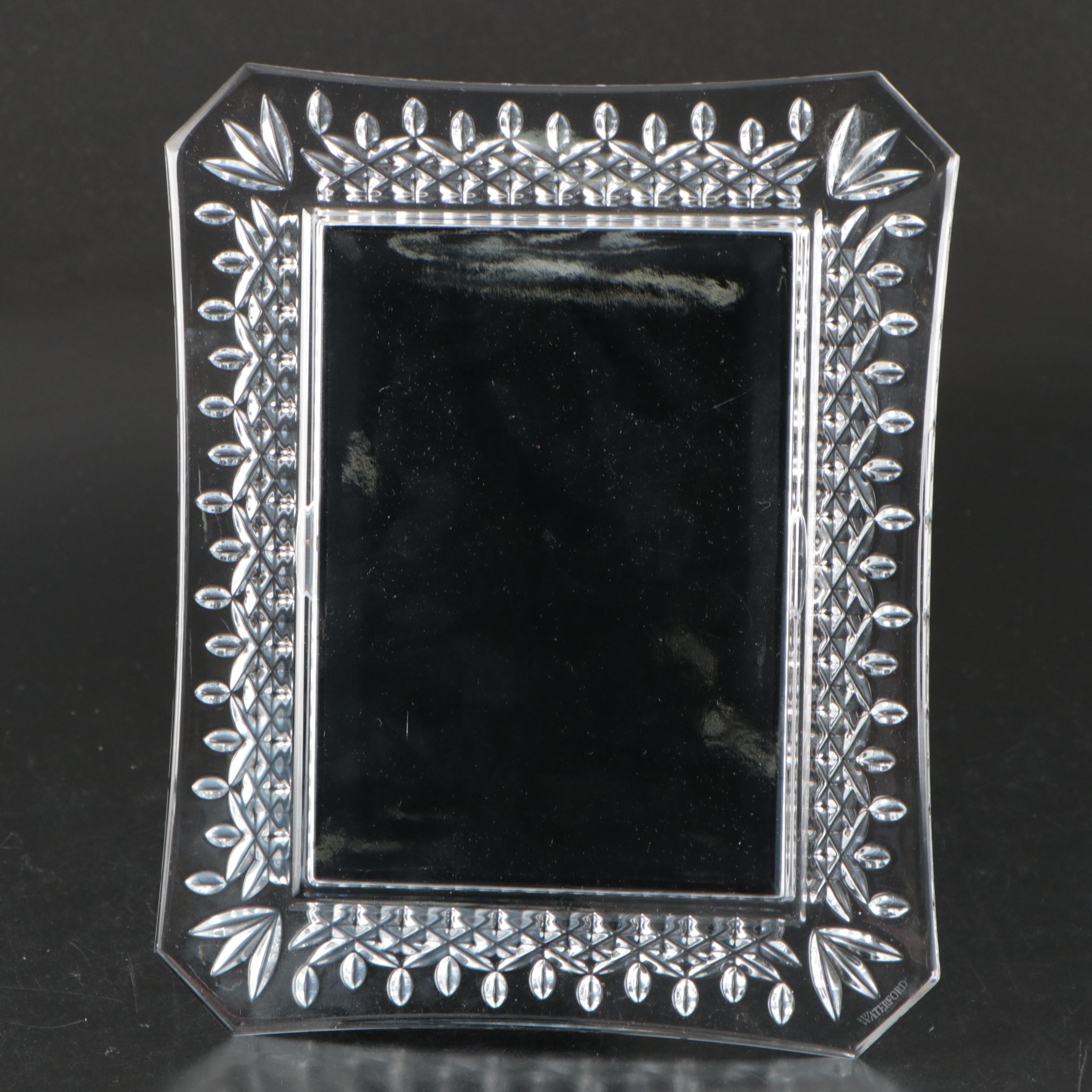 Waterford "Lismore" Crystal Clock and Frame with Other Crystal Paperweight