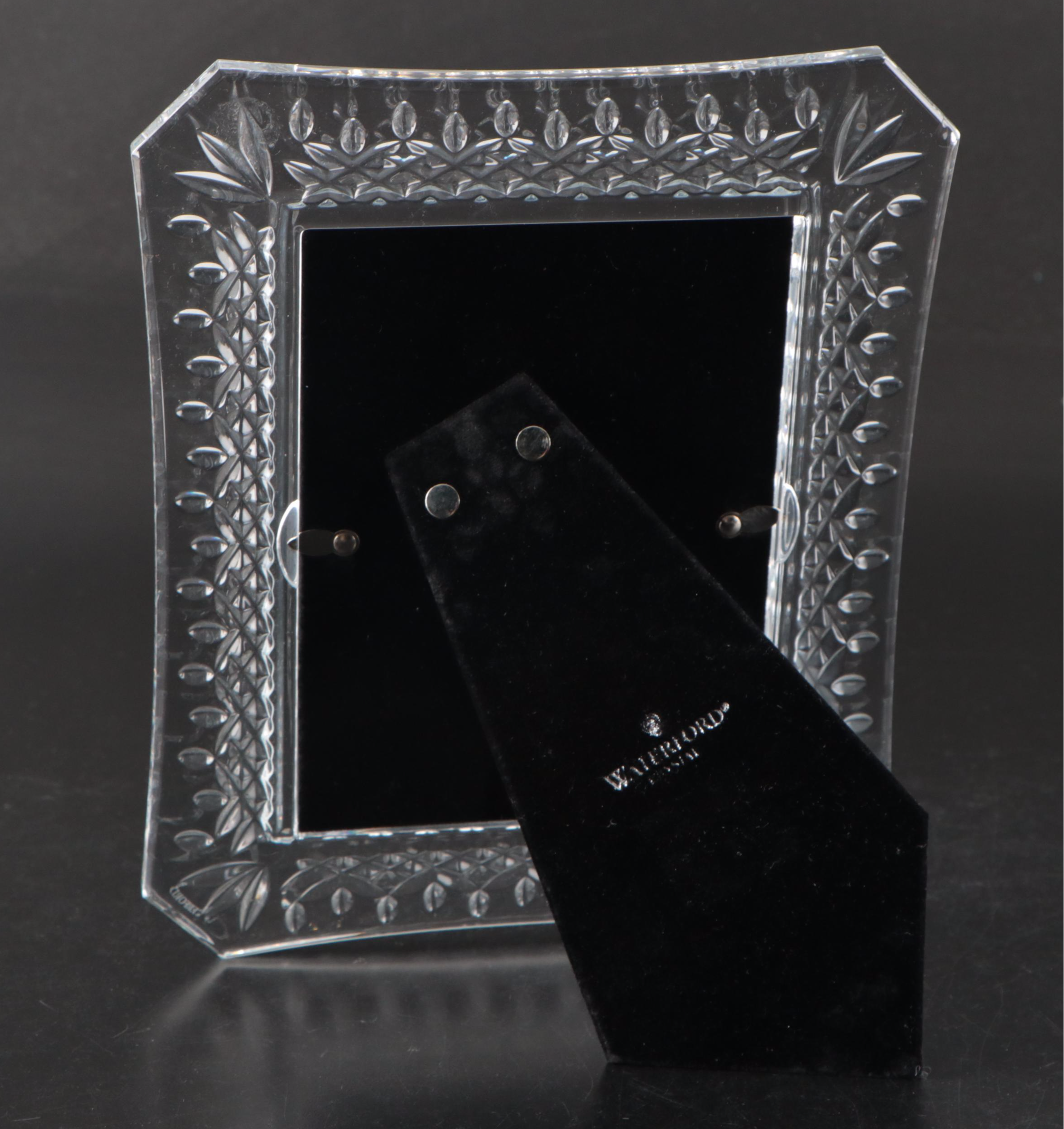 Waterford "Lismore" Crystal Clock and Frame with Other Crystal Paperweight