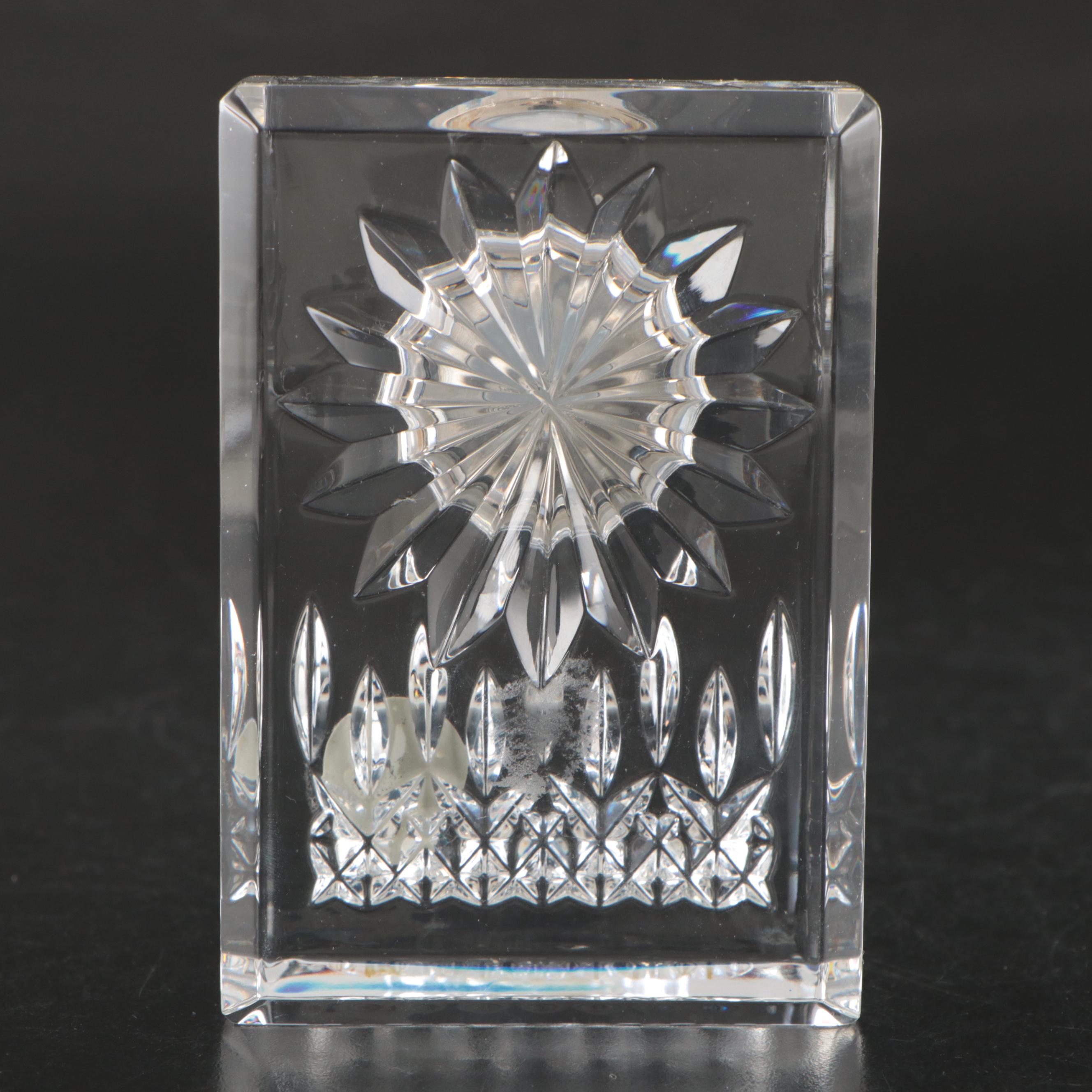 Waterford "Lismore" Crystal Clock and Frame with Other Crystal Paperweight