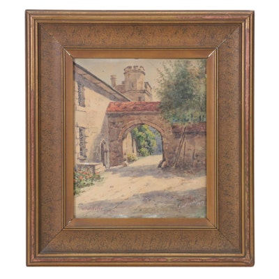 J.W. Franklin Watercolor Painting "Winchester College," c. 1917