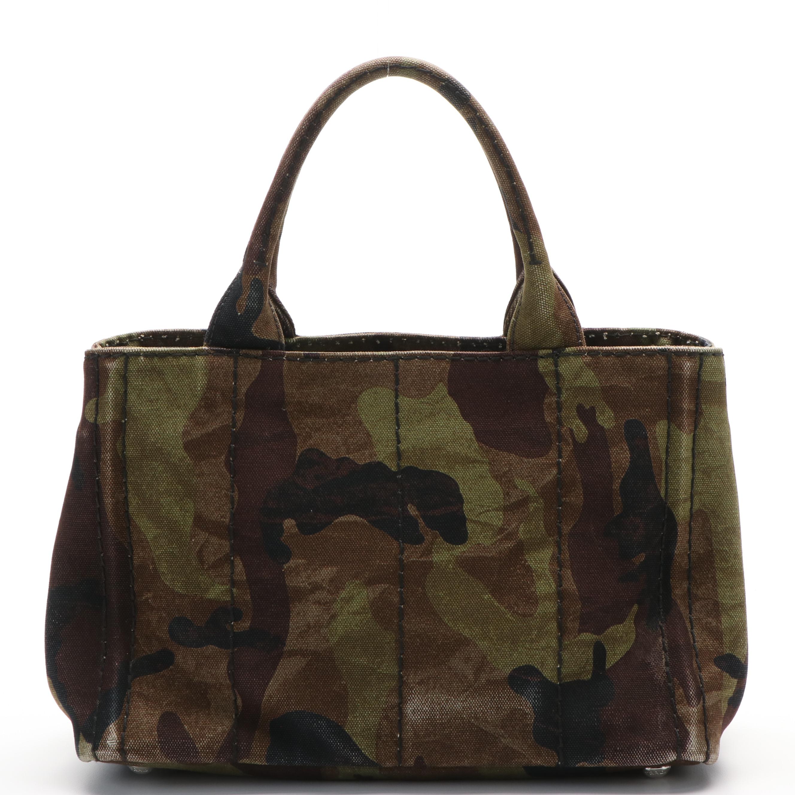 Prada Canapa Logo Tote Bag in Camo Print Canvas