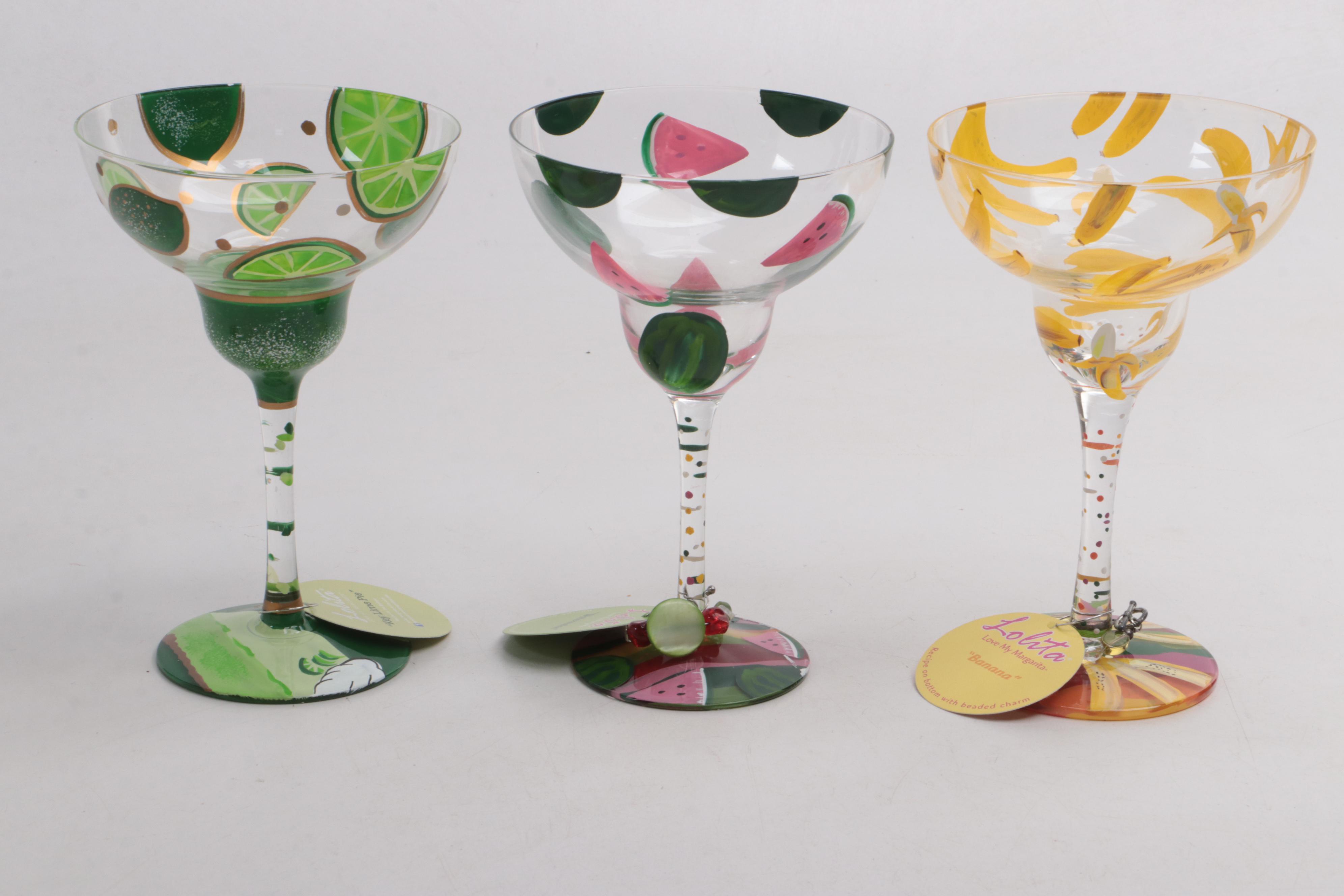 Lolita "Banana" and Other Painted Margarita Glasses