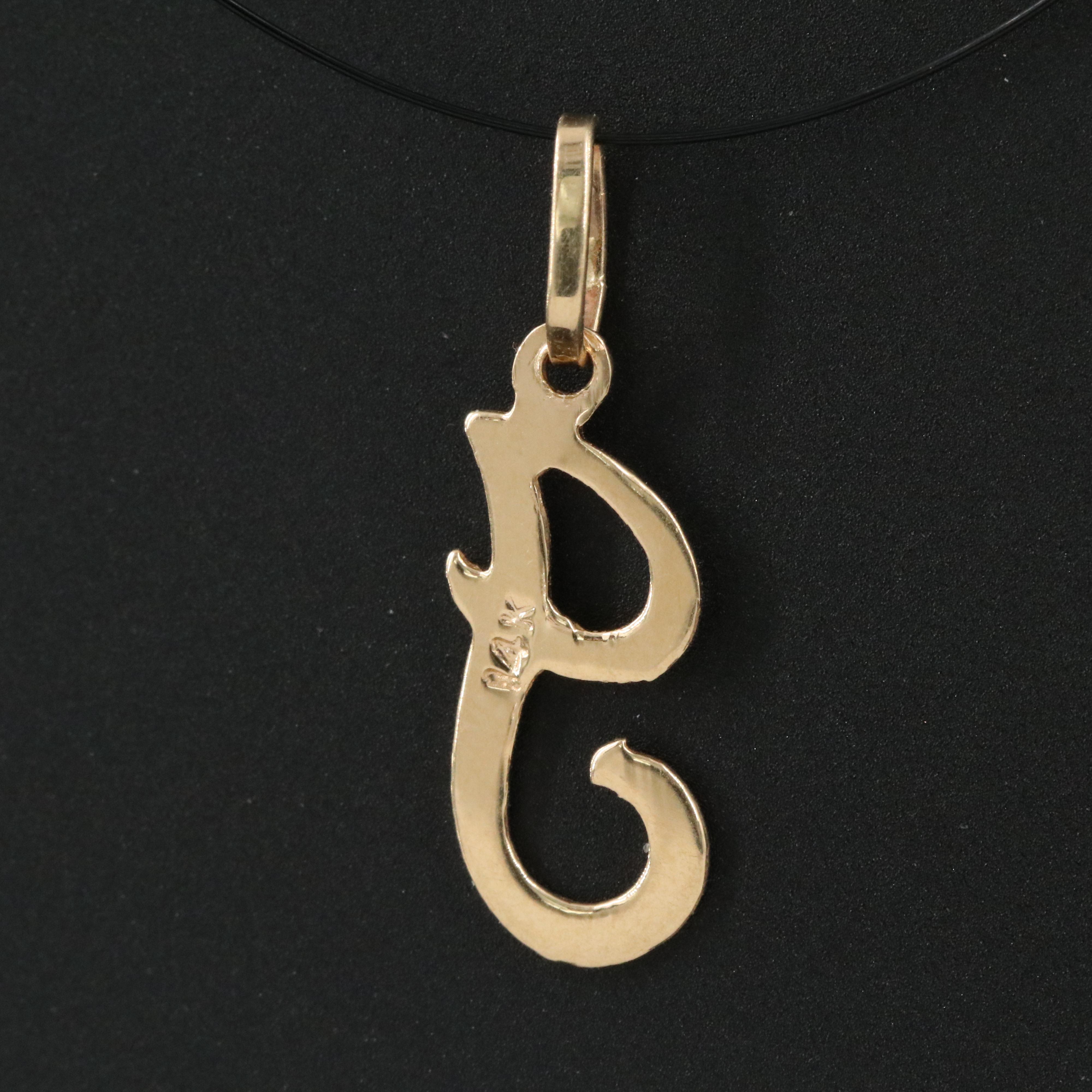 14K Cursive Letter "J" Pendant