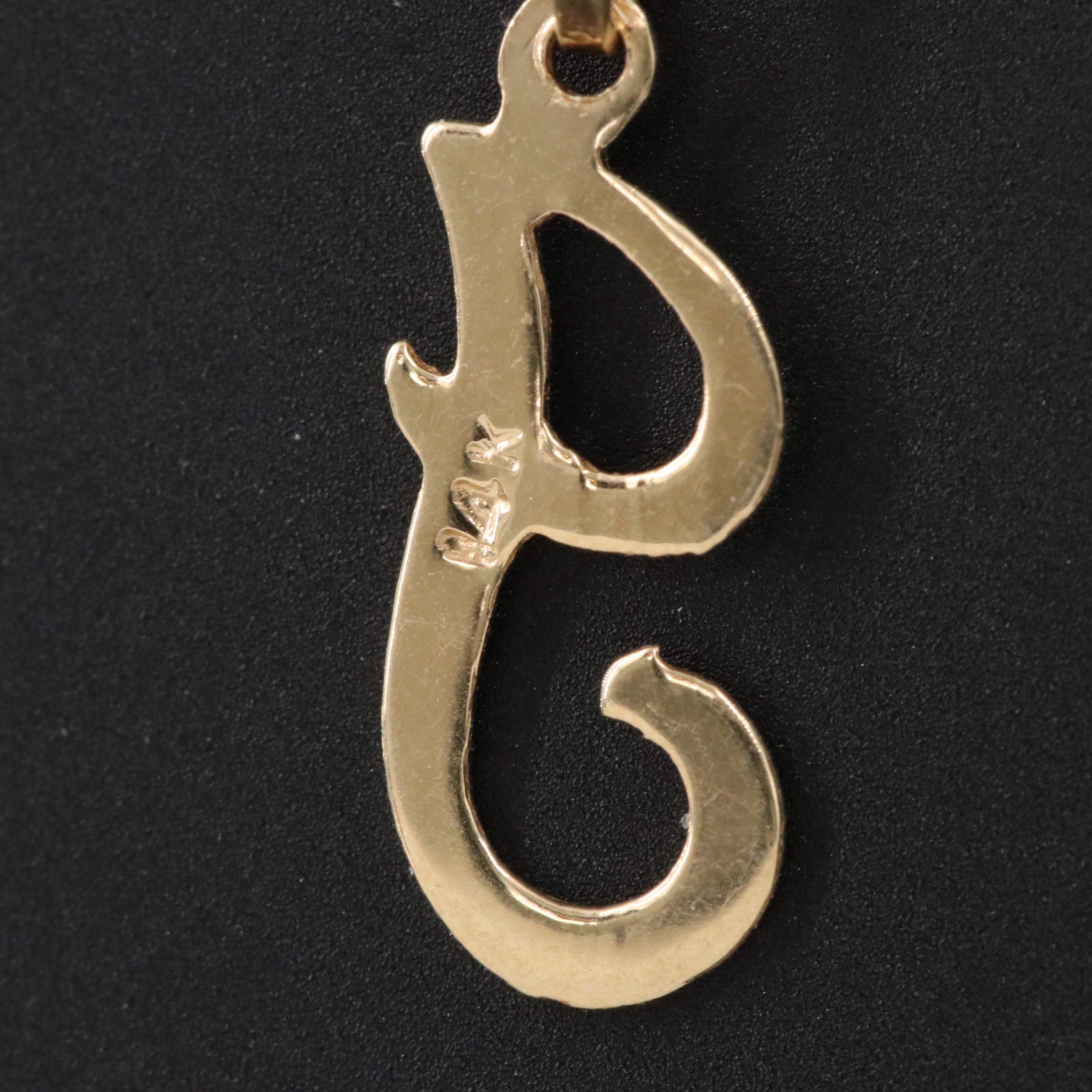 14K Cursive Letter "J" Pendant