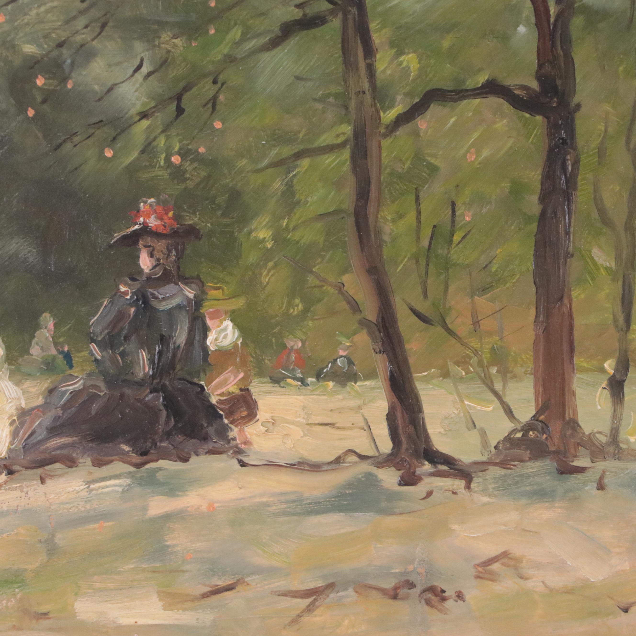 Mikhail Fyodorovich Larionov Oil Painting of Woman With Children in Park