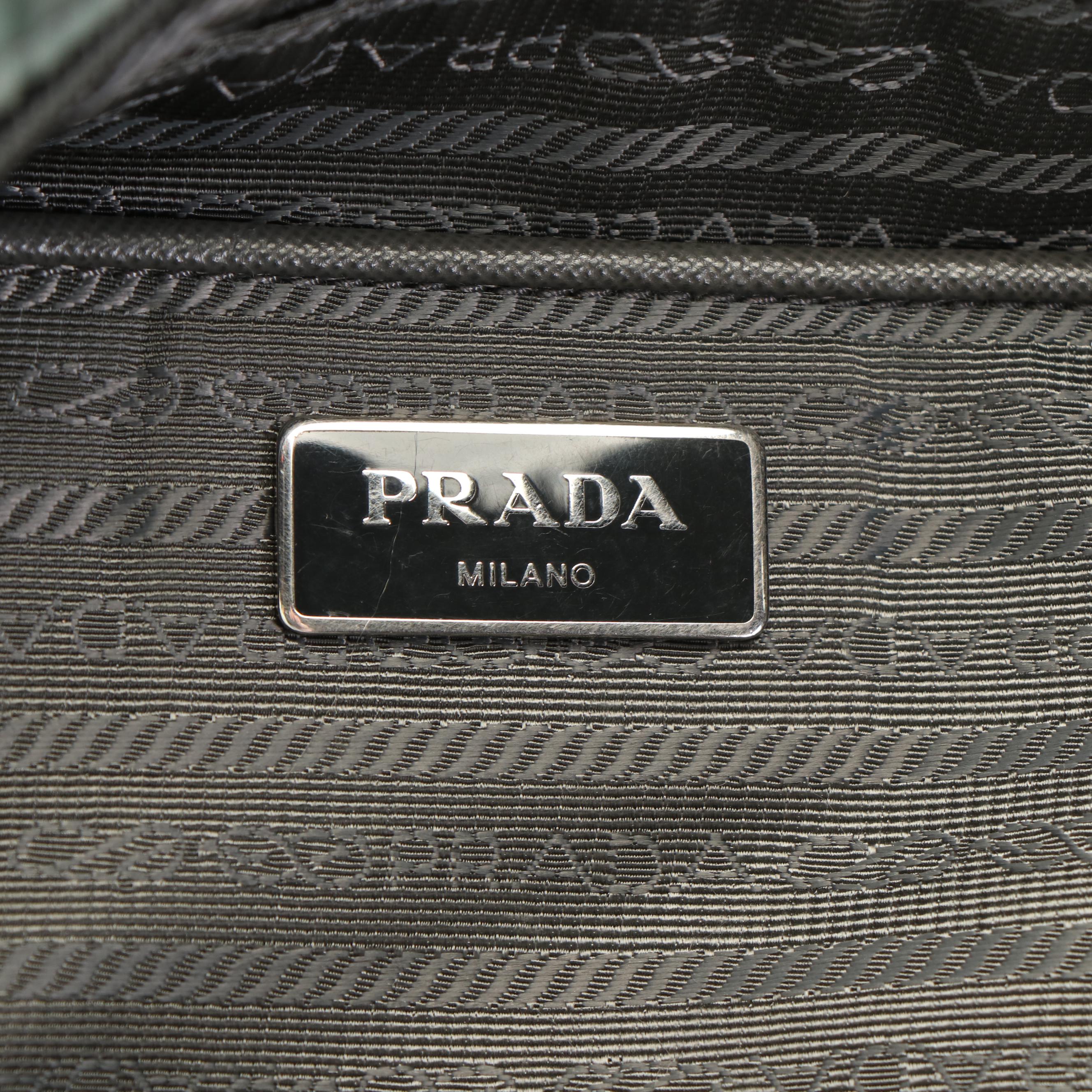 Prada Shoulder Tote Bag in Gray Tessuto Nylon  and Leather