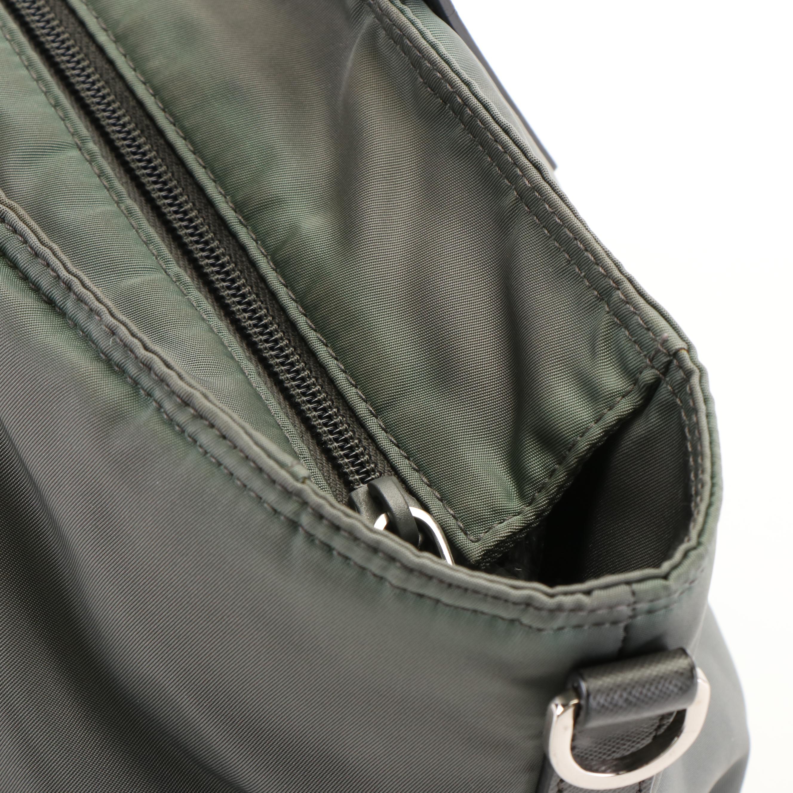 Prada Shoulder Tote Bag in Gray Tessuto Nylon  and Leather
