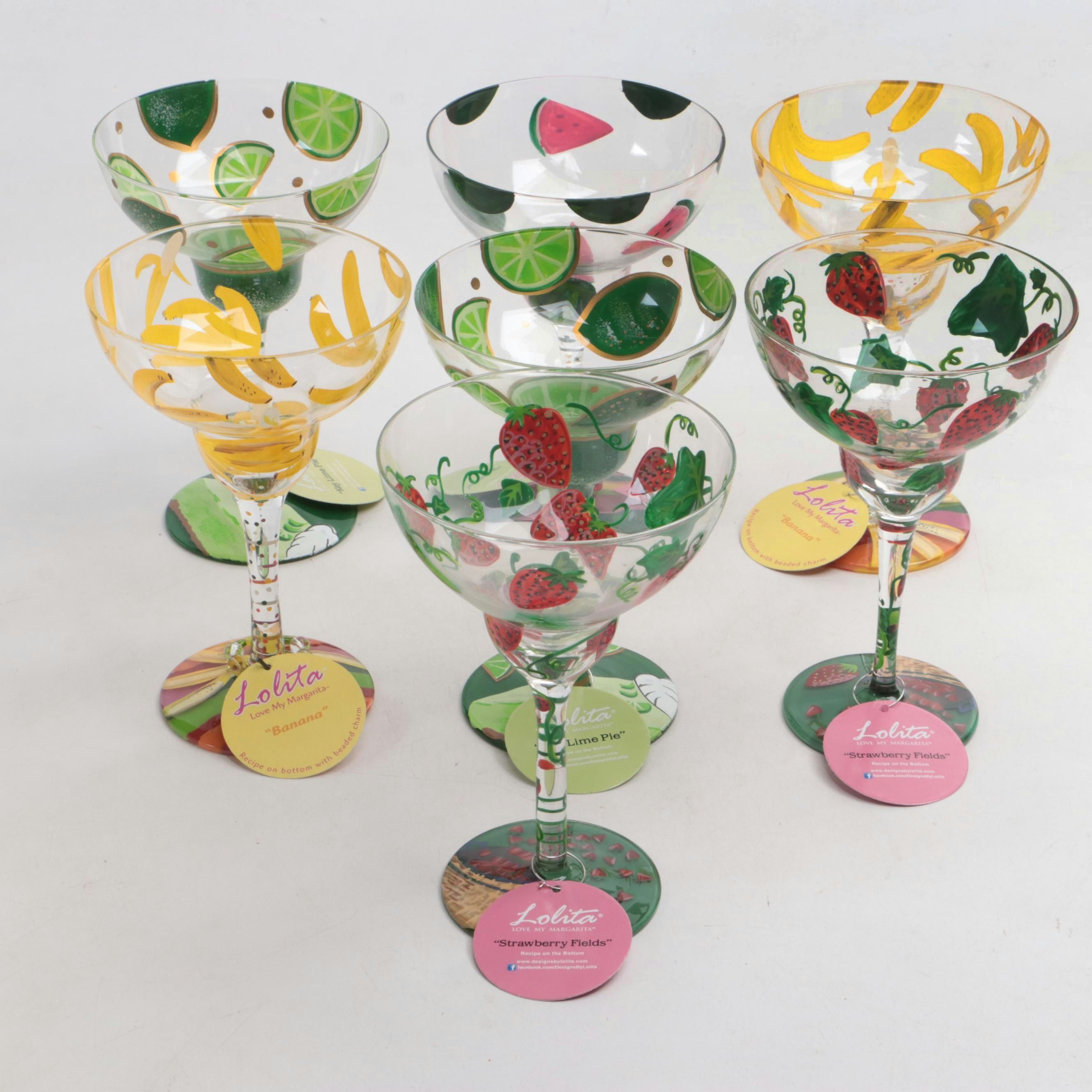 Lolita "Banana" and Other Painted Margarita Glasses
