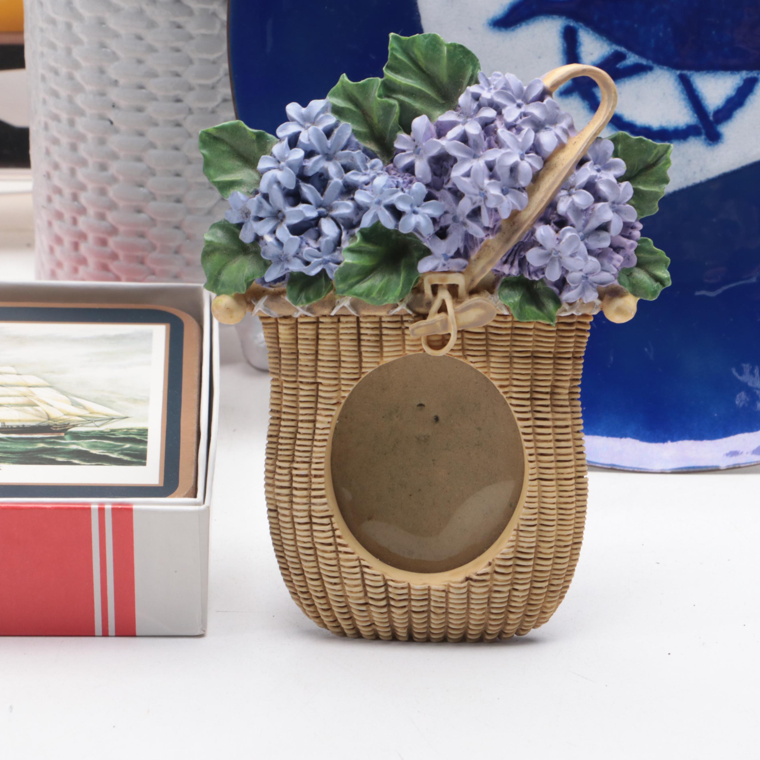Nantucket Basket-Themed Décor Including Doorstop, Basket, Picture Frame, More