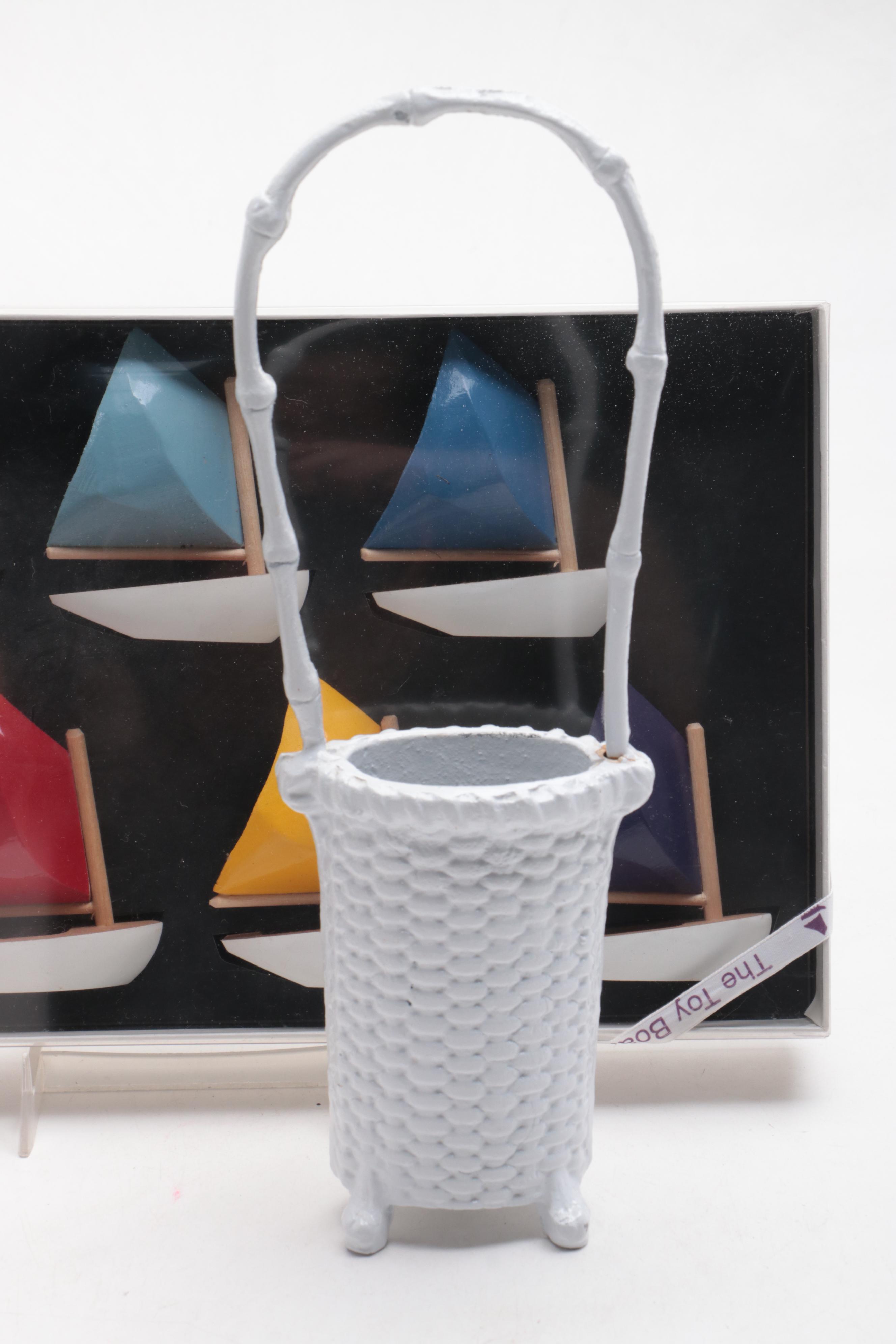 Nantucket Basket-Themed Décor Including Doorstop, Basket, Picture Frame, More